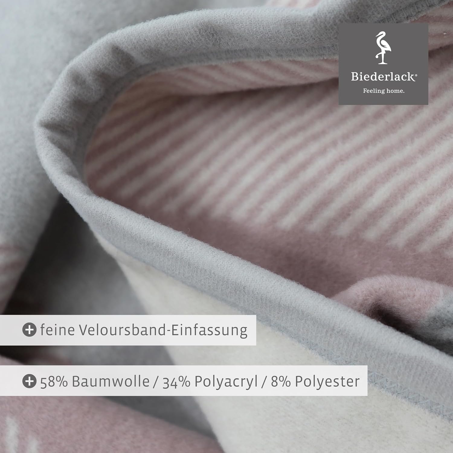 Biederlack® Soft Cuddly Blanket "Check" Rose Sofa Blanket 150 x 200 cm – Bild 5