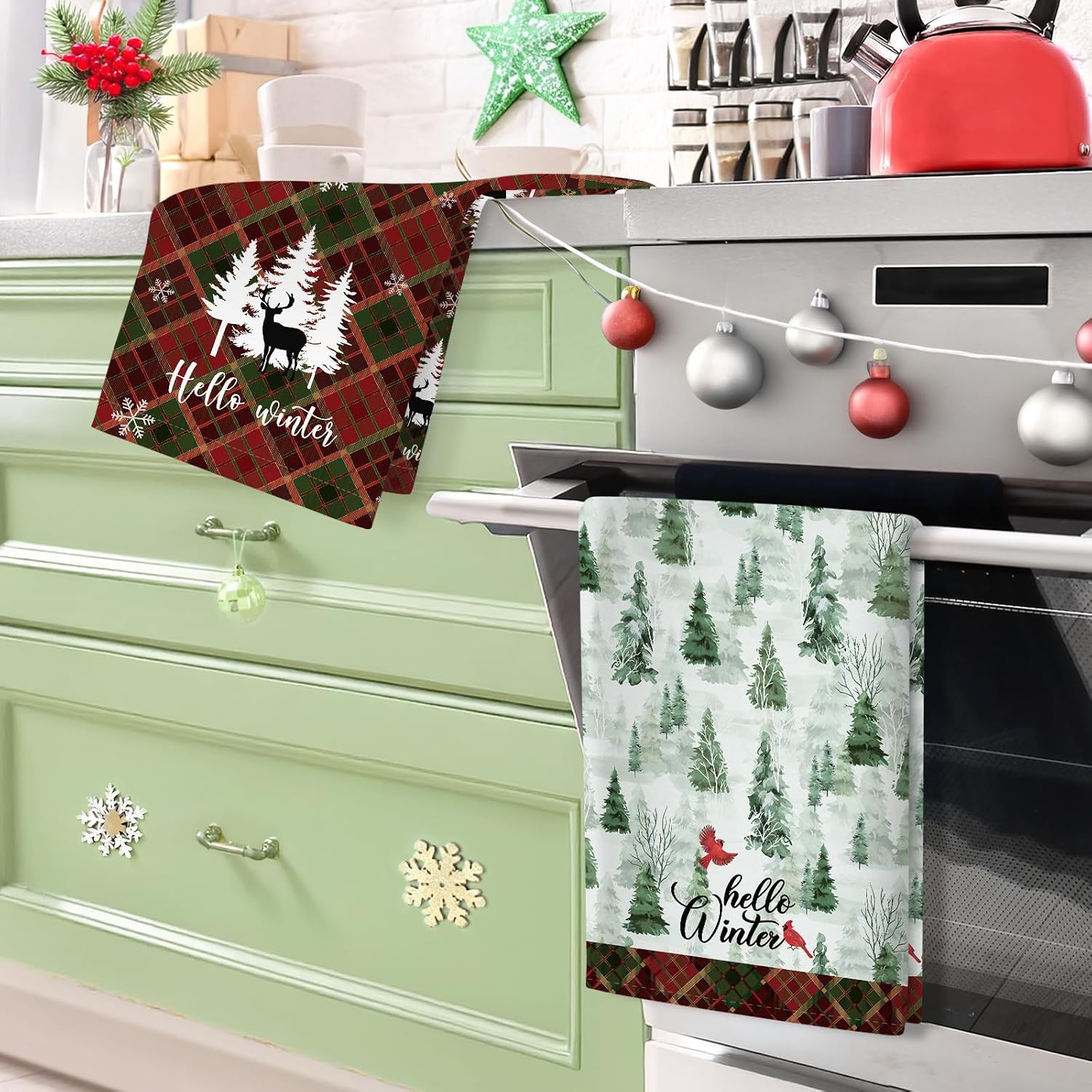 Christmas Tea Towels 100% Cotton Set of 4 48 x 70 cm – Bild 2