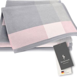 Biederlack® Soft Cuddly Blanket „Check“ Rose Sofa Blanket 150 x 200 cm