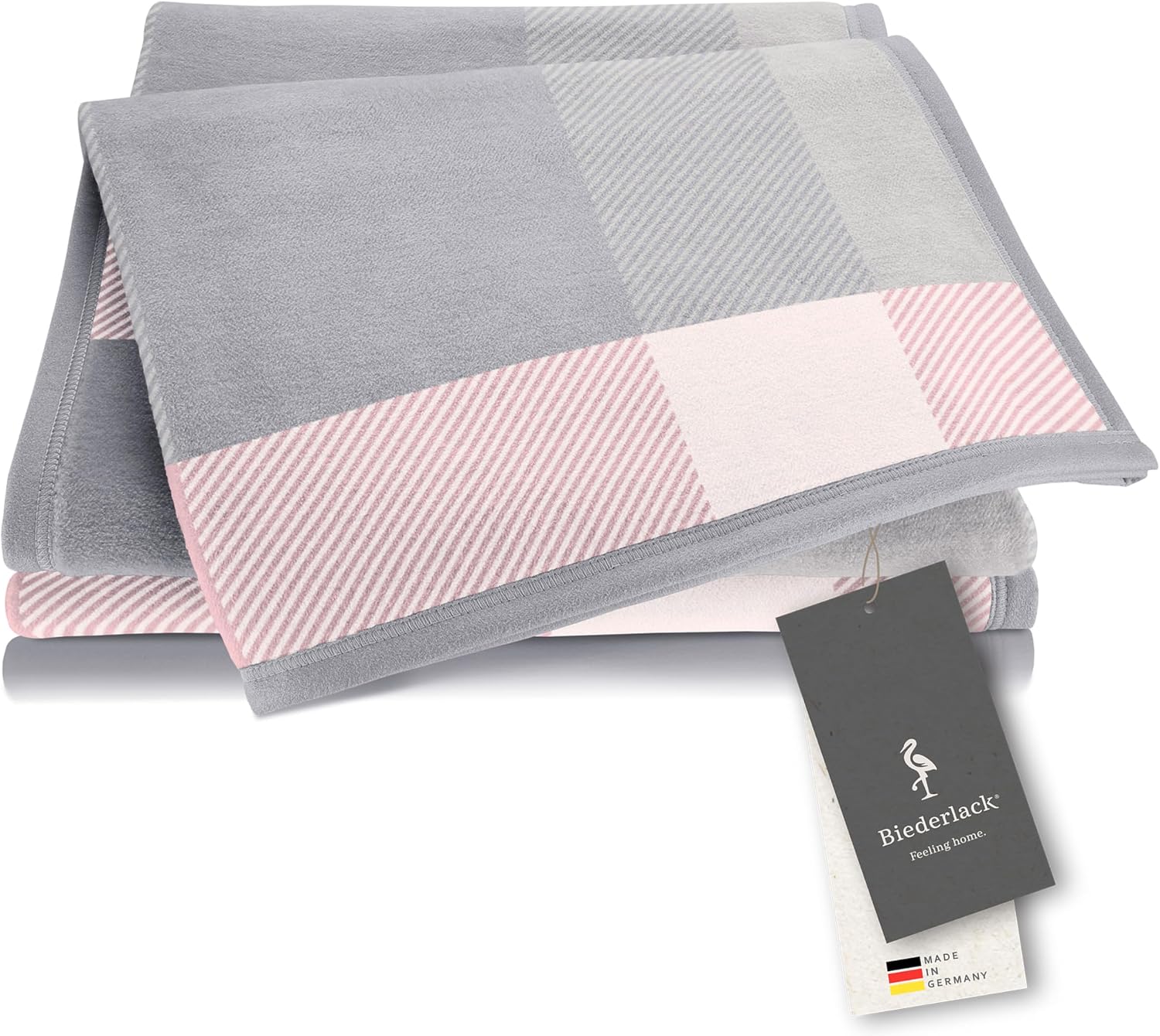 Biederlack® Soft Cuddly Blanket "Check" Rose Sofa Blanket 150 x 200 cm