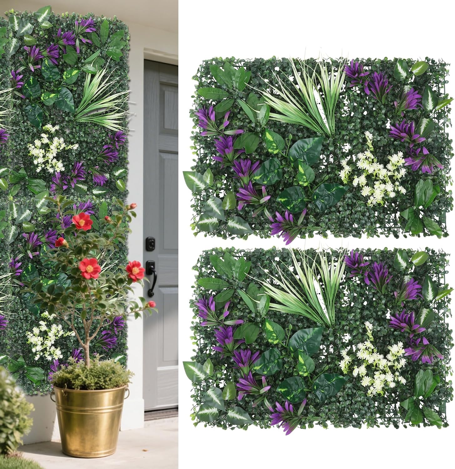 Generic 2 Artificial Plant Wall Panels, 60 x 40 cm, Artificial Green Plants on the Wall, Realistic Artificial Plant Wall, Suitable for Indoor, Outdoor, Wall, Balcony, Garden, Wedding (C17) – Bild 2
