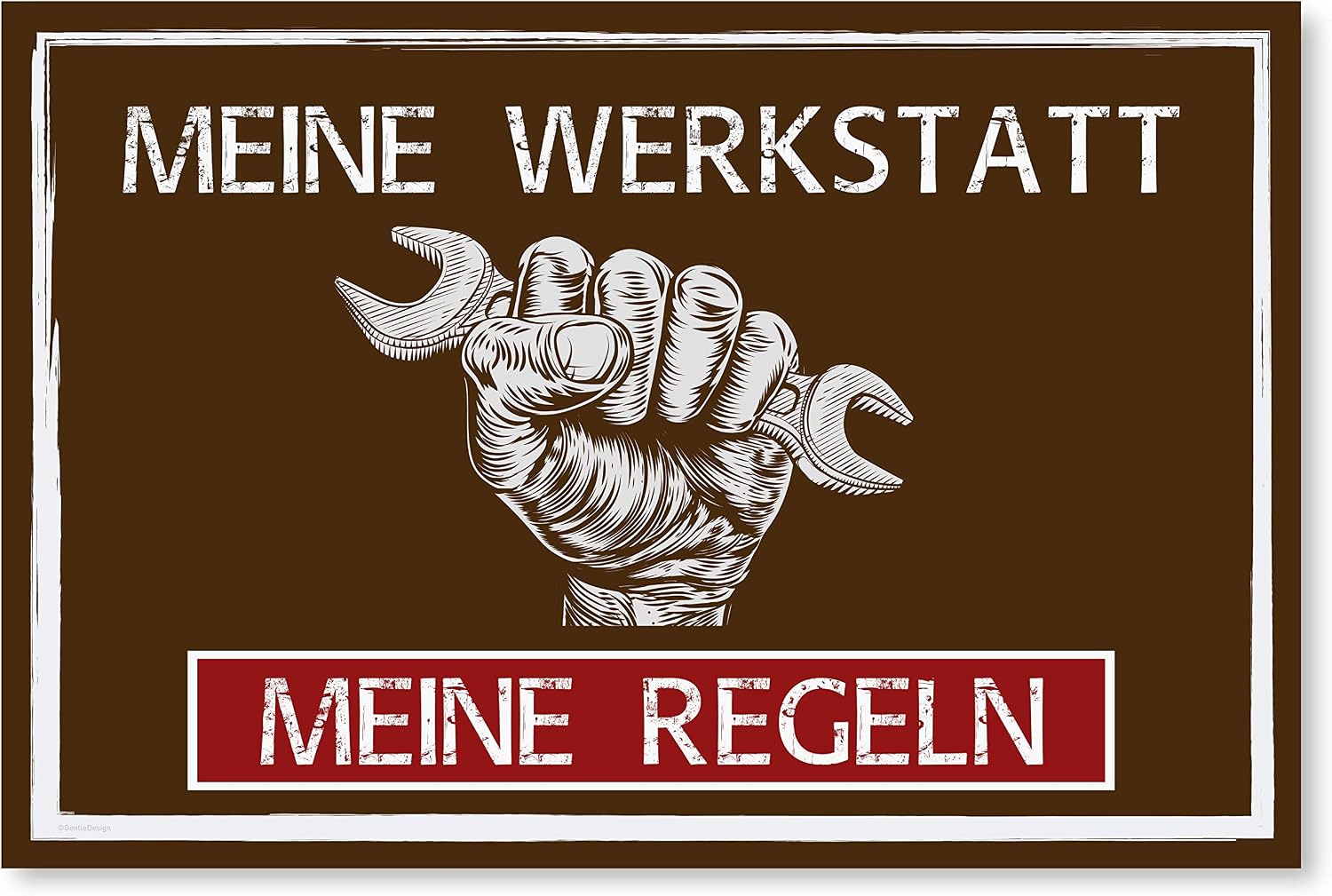 German-Language Workshop Sign as a Christmas Gift for Dad, Gift Ideas for Father’s Day or Birthdays, 30 x 20 cm, Plastic “Meine Werkstatt, Meine Regeln” Sign
