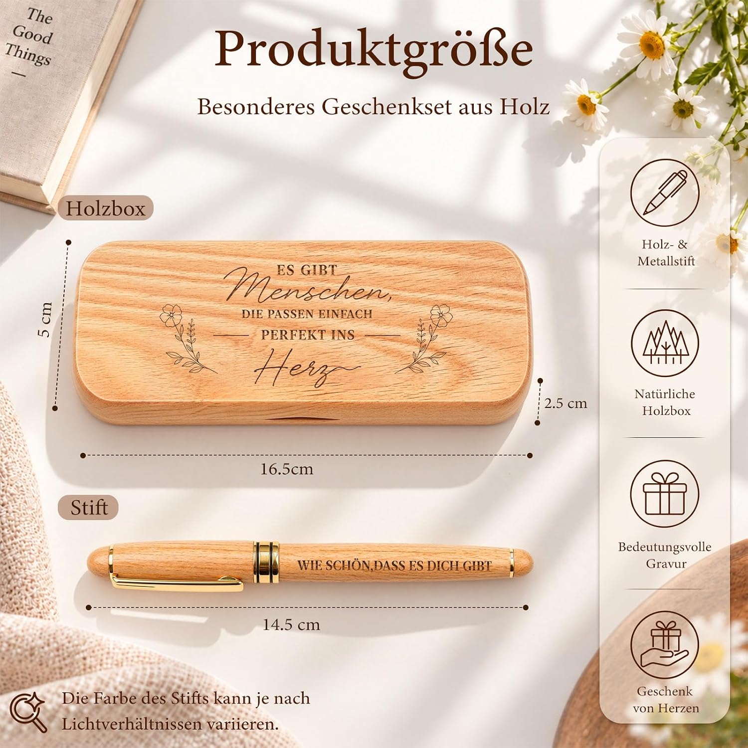 Giftota Geschenke für Männer Frauen - Tintenroller Holz mit Geschenkbox - Geburtstagsgeschenk für Sie Ihn - Dankeschön Geschenk für Beste Freundin - Geschenkideen für Familie Mama Oma Freund Kollegen – Bild 2