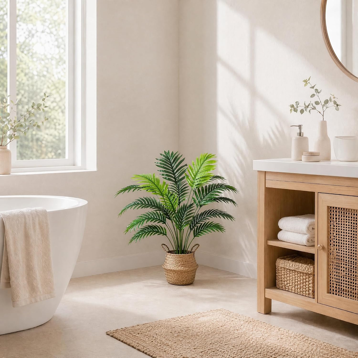 Artificial Plants 71 cm Artificial Plant Areca Palm Tree with Seagrass – Bild 7