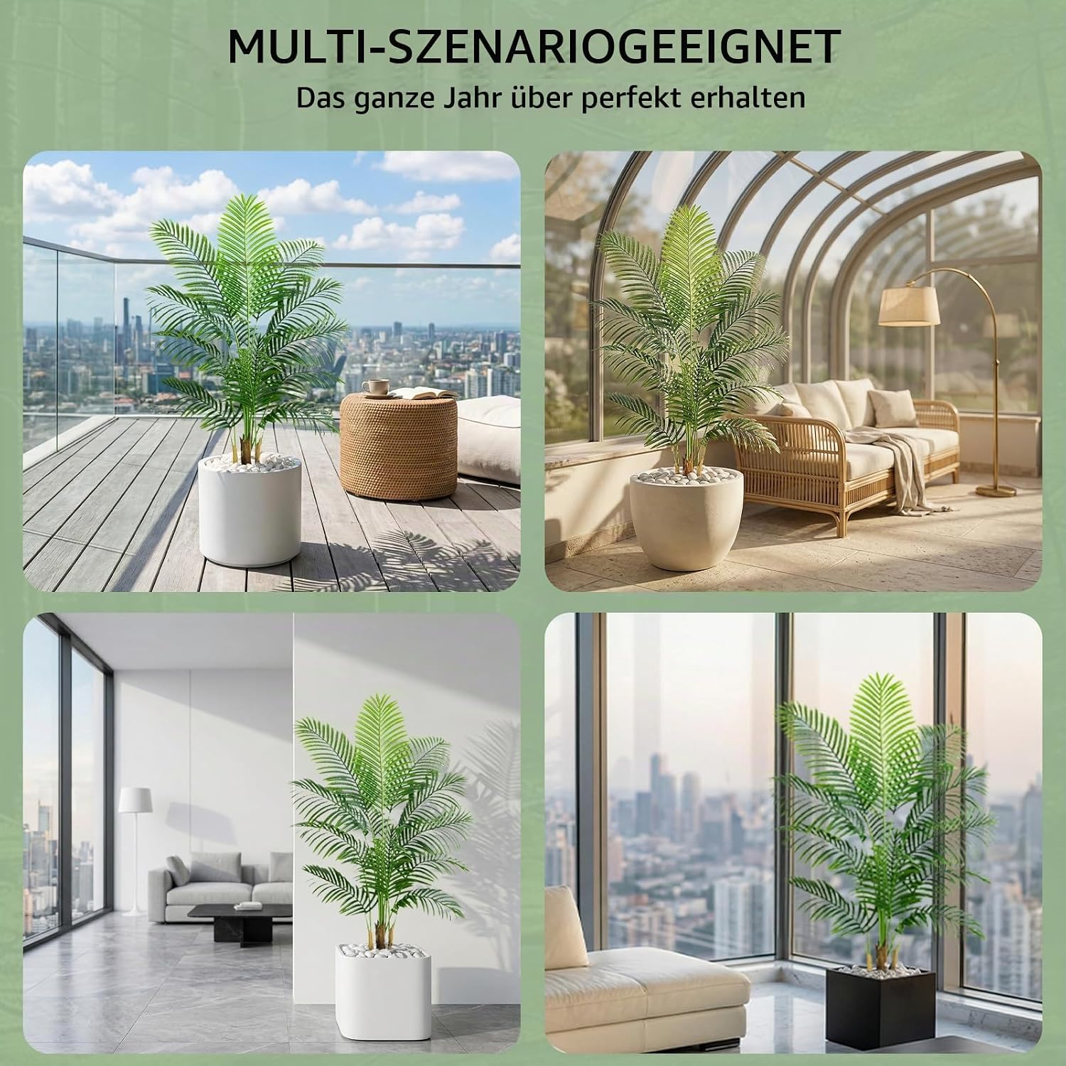 Artificial Plants 120 cm Artificial Palm Tree Large in Black Pot – Bild 6