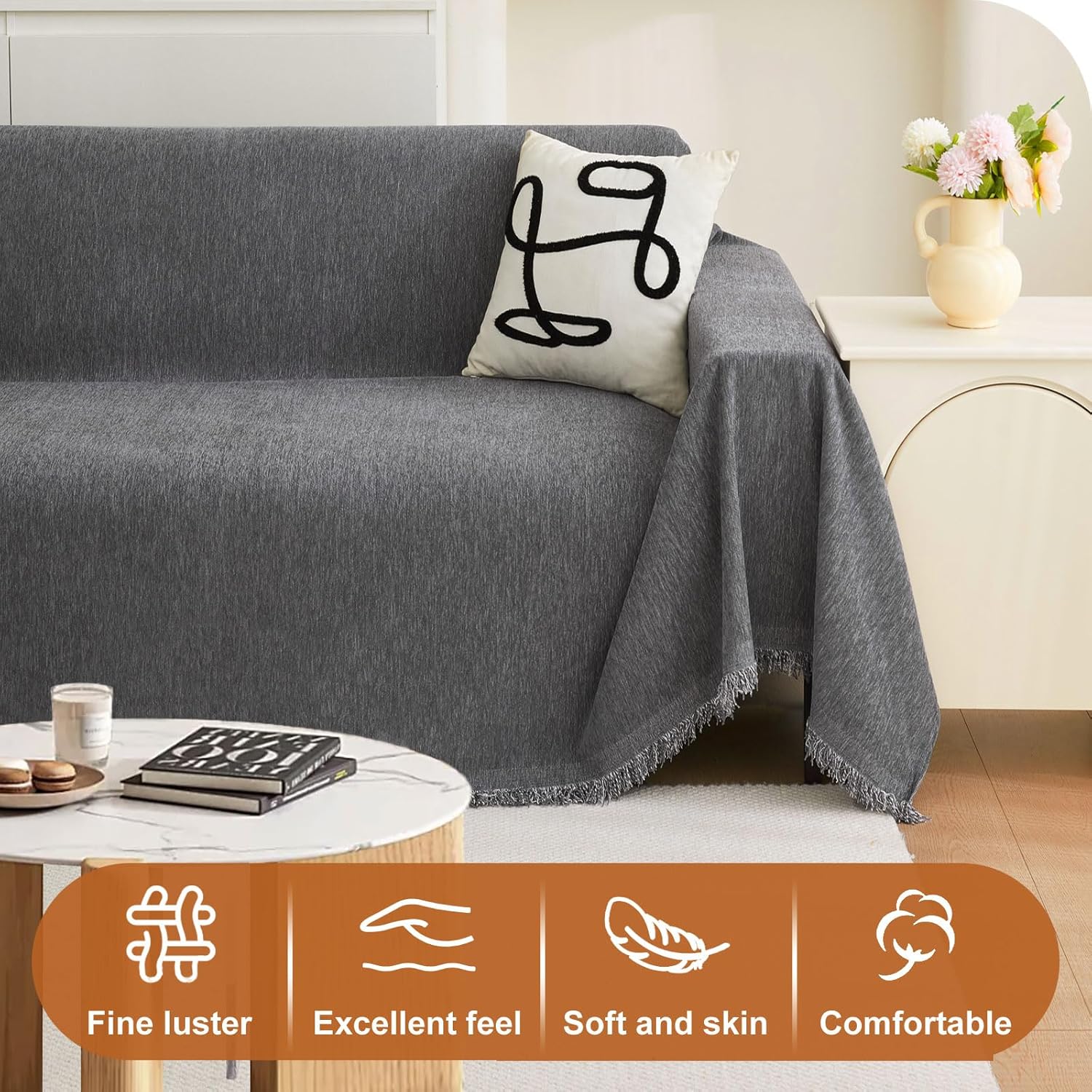 Sofa Cover 2025 Universal Non-Slip Sofa Throw, Sofa Protective Cover 1/2/3/4 Seater for Living Room, Dark Grey Sofa Cover – Bild 9
