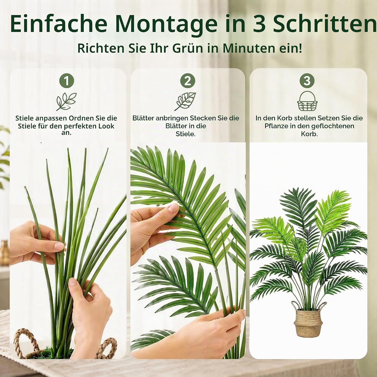 Artificial Plants 71 cm Artificial Plant Areca Palm Tree with Seagrass – Bild 5