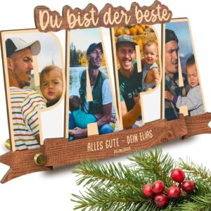 Generisch Personalised Dad Gift - Wooden Photo Gift - Gift for Dad, Best Dad Gifts, Gift Idea Father, Gifts for Dad, Lettering Holder, Best Dad