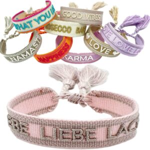 LS-LebenStil Exclusive Statement Bracelet, Tassels, Embroidered Boho Canvas Woven Bracelet
