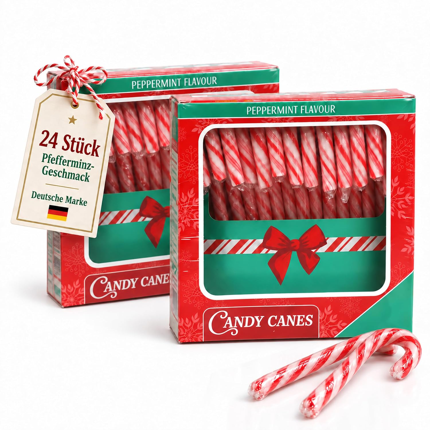 Bada Bing Set of 24 Edible Candy Canes with Traditional Peppermint Flavour - Lolly Striped as Tree Decoration Christmas - Candy Canes Sweets Christmas Sweets - Christmas Decoration Window