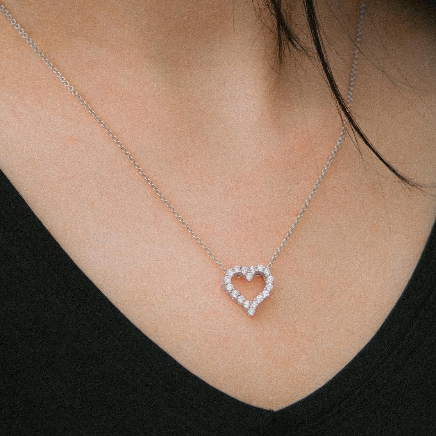 'Heart Chain with Heart Pendant Gift Girlfriend Heart Necklace 925 Sterling Silver Valentine's Day Gifts for Her, Engraved in Luxury Case "I Love You Personalised COMB08 -2, Sterling Silver – Bild 4