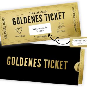 Golden Ticket Voucher to Fill Yourself with Scratch Sticker and Packaging