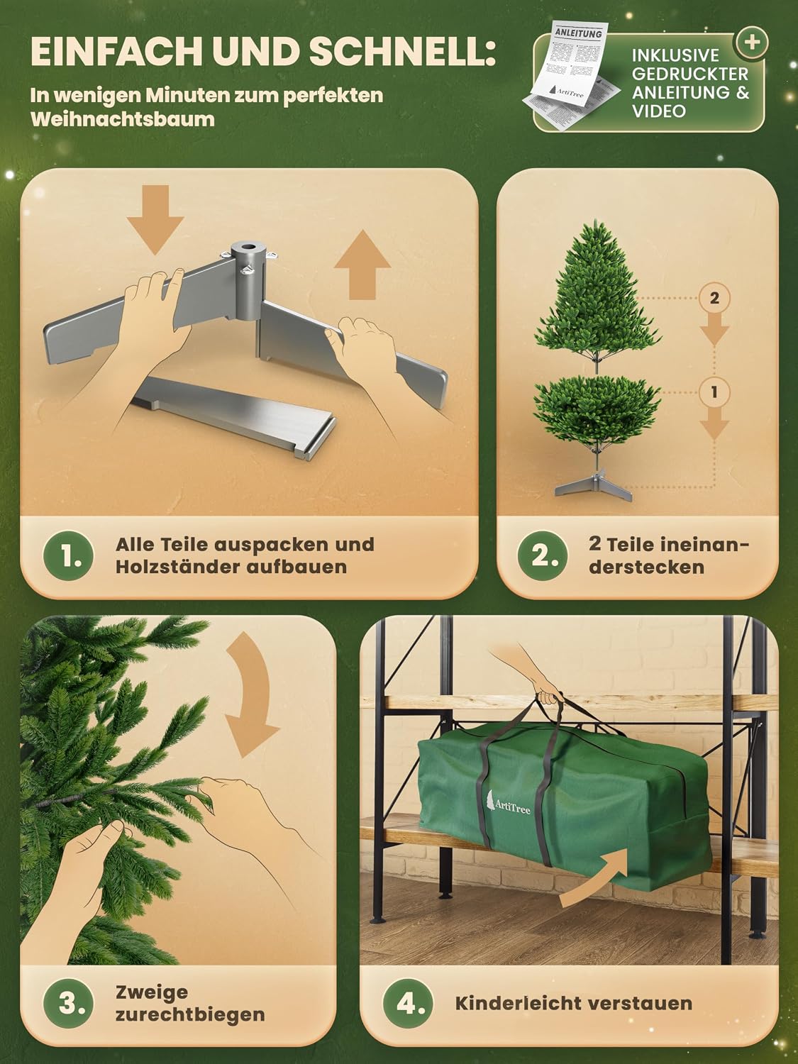 ArtiTree Artificial Christmas Tree 180cm - Injection Moulded North Spruce – Bild 3
