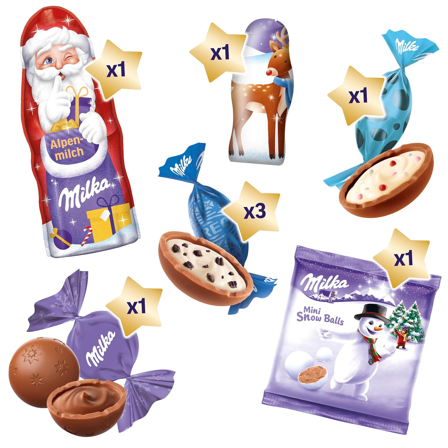 Milka Christmas Mix with Chocolate Santa, Mini Snow Balls & Sweets - 126g – Bild 3