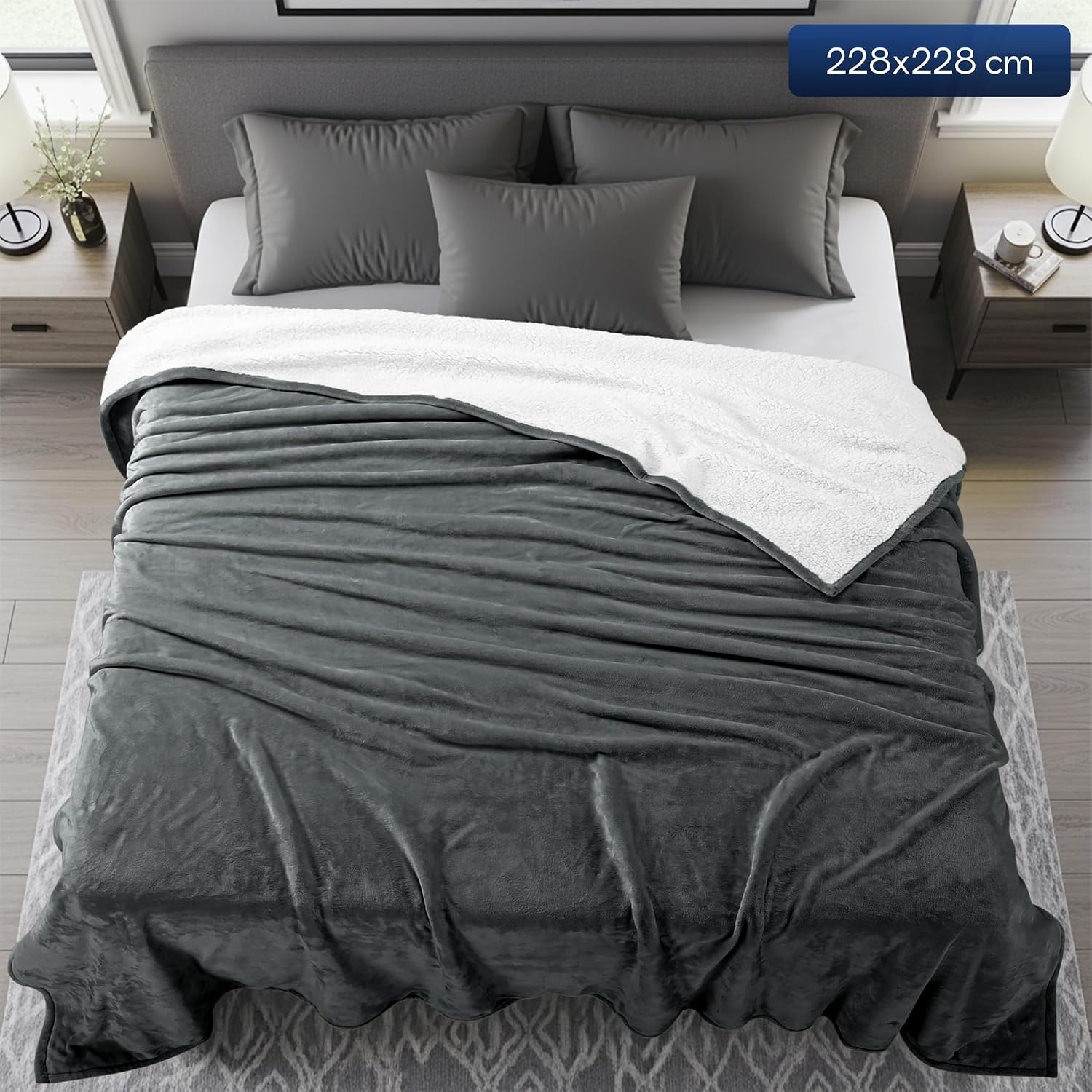 Utopia Bedding Sherpa Fleece Reversible Blanket – Bild 2