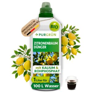 Organic Lemon Tree Fertiliser 1 Litre – Increases Yield, Aroma & Vitality with Phosphorus – More Resistance Thanks to Extra Potassium – For Organic Growing – Concentrate for 100 Litres of