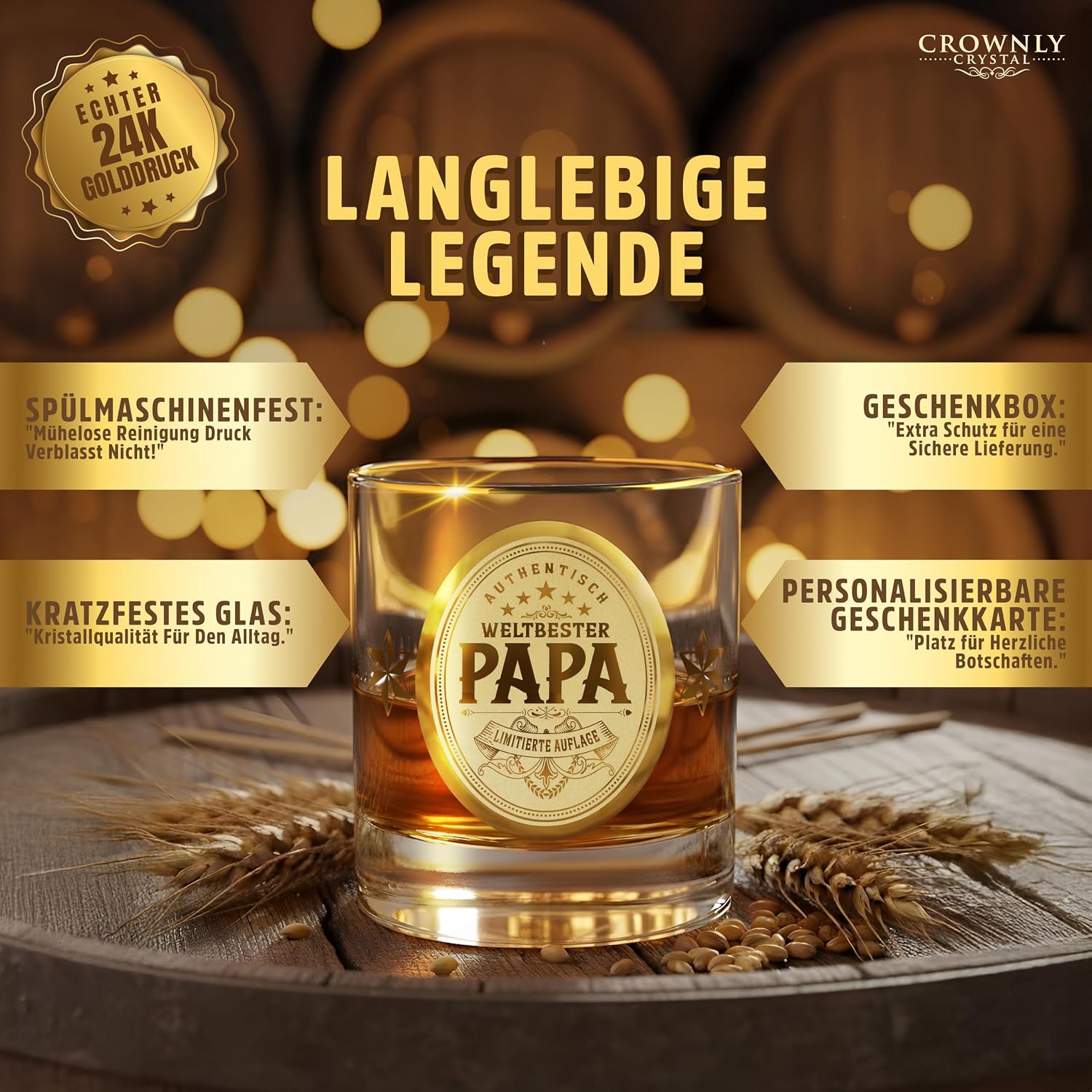 Kies CROWNLY CRYSTAL® Gifts for Men Personalised Christmas Gifts Whisky Glasses Father Christmas Birthday – Bild 7