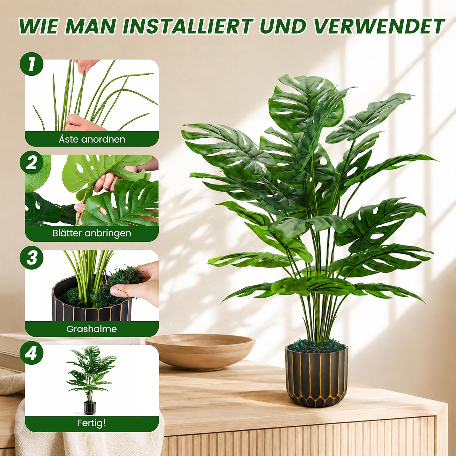 Der Rose 71 cm Artificial Monstera Plant for Living Room Bathroom Balcony – Bild 4