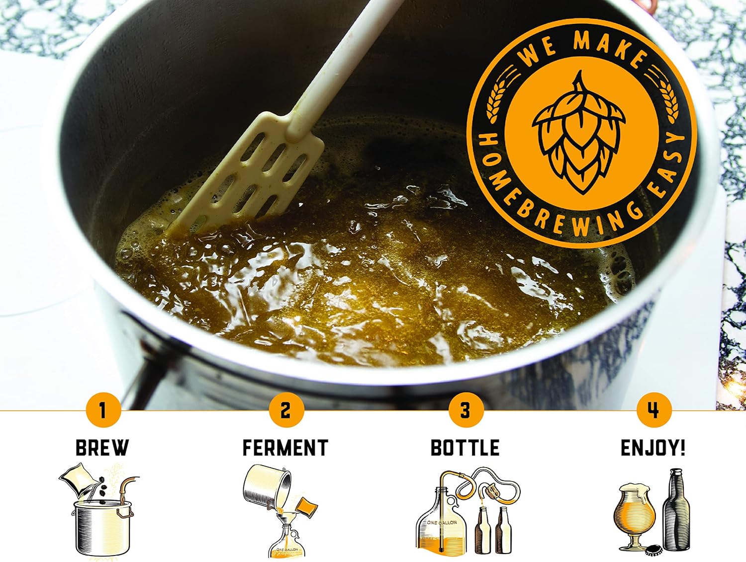 Craft A Brew Home Brewing Oak Aged IPA Reusable Beer Kit - Starter Set 1 Gallon, Clear – Bild 5