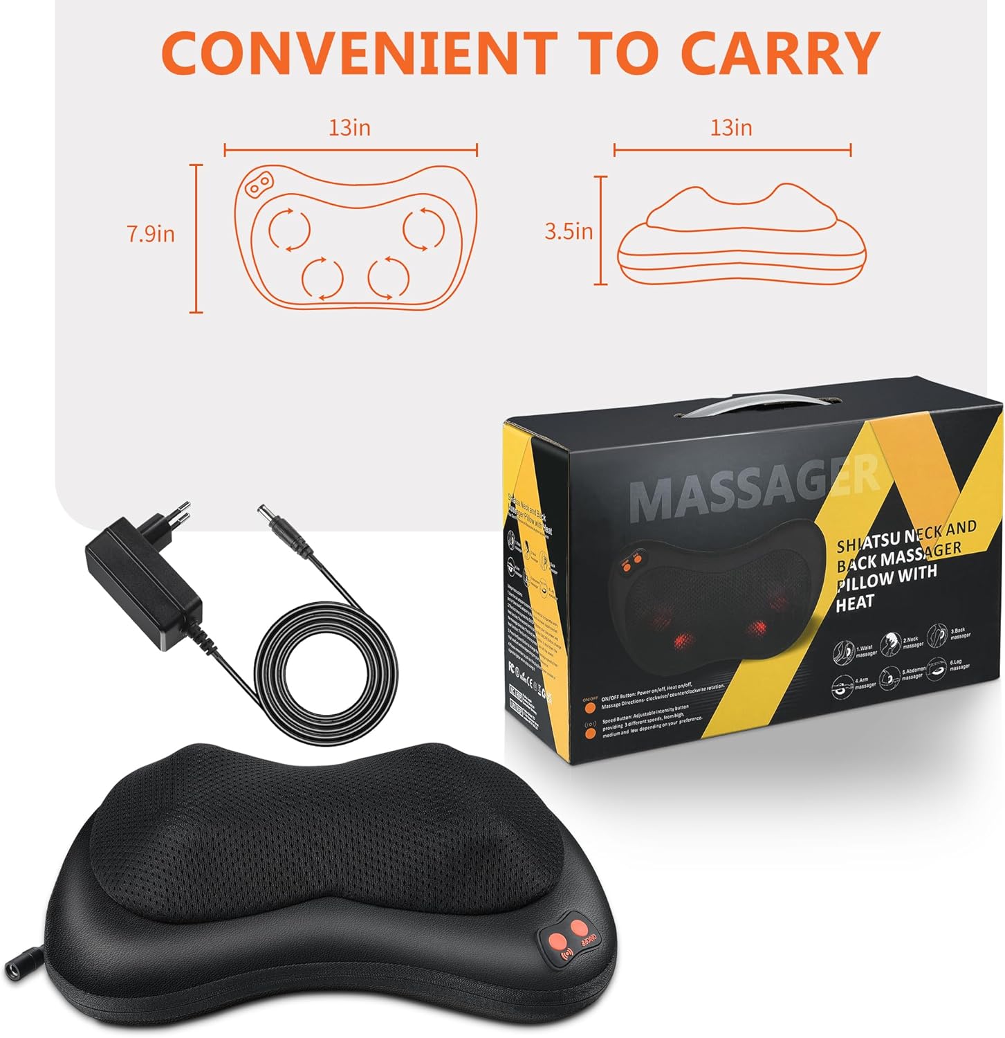 Brelley Shiatsu Massager Massage Pillow for Neck Shoulder Back – Bild 7