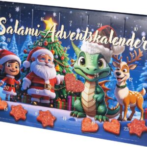 WURSTBARON Draco Salami Advent Calendar – 24 Mini Sausage Stars and Hearts, Snacks and Treats for Children at Christmas – High Quality and Smoky Flavours, 40.8 g