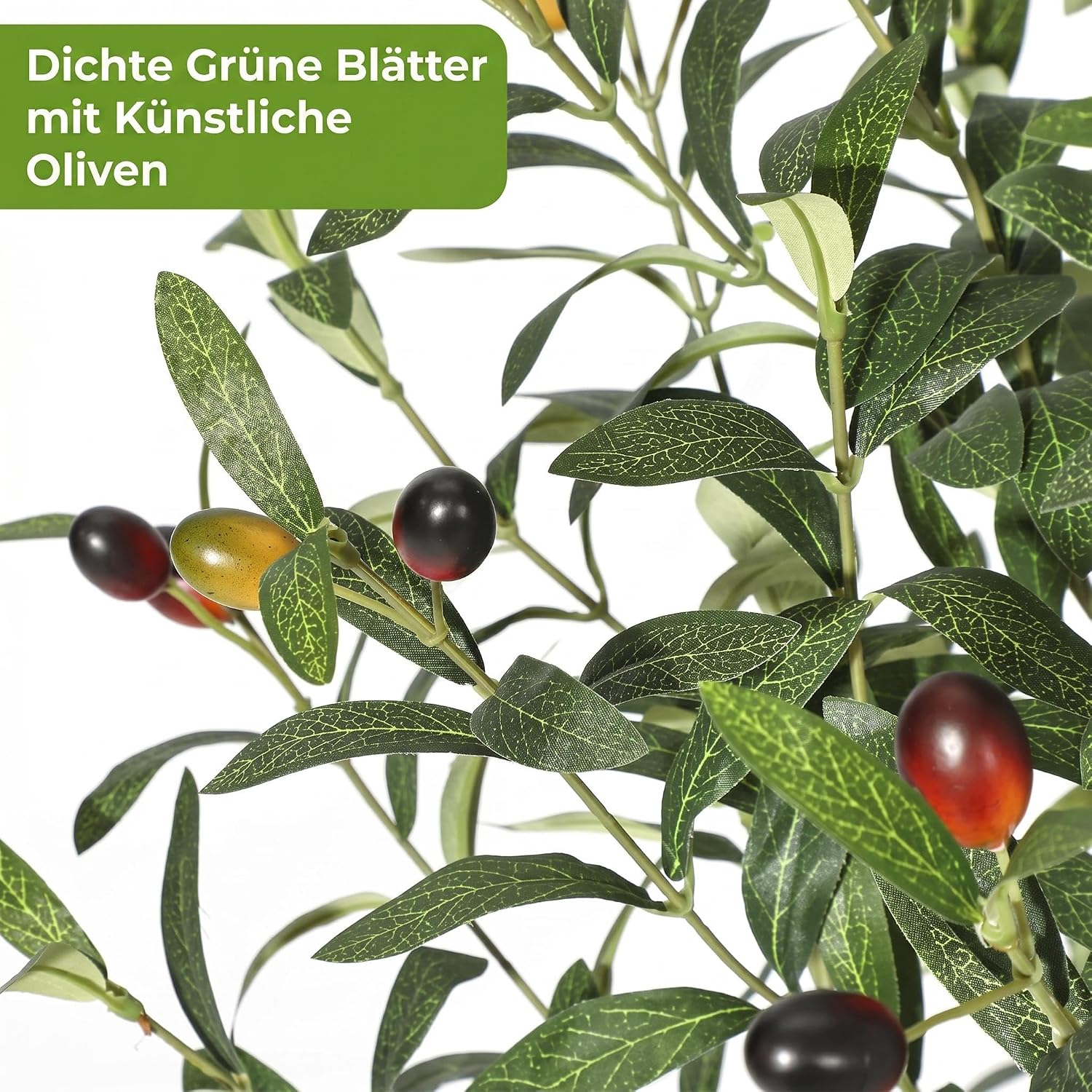 Artificial Olive Tree 180 cm, Artificial Plant Like Real, Dense Green Leaves with Artificial Olives, UV-Resistant, Easy Care, Decoration for Living Room, Balcony, Office – Bild 3