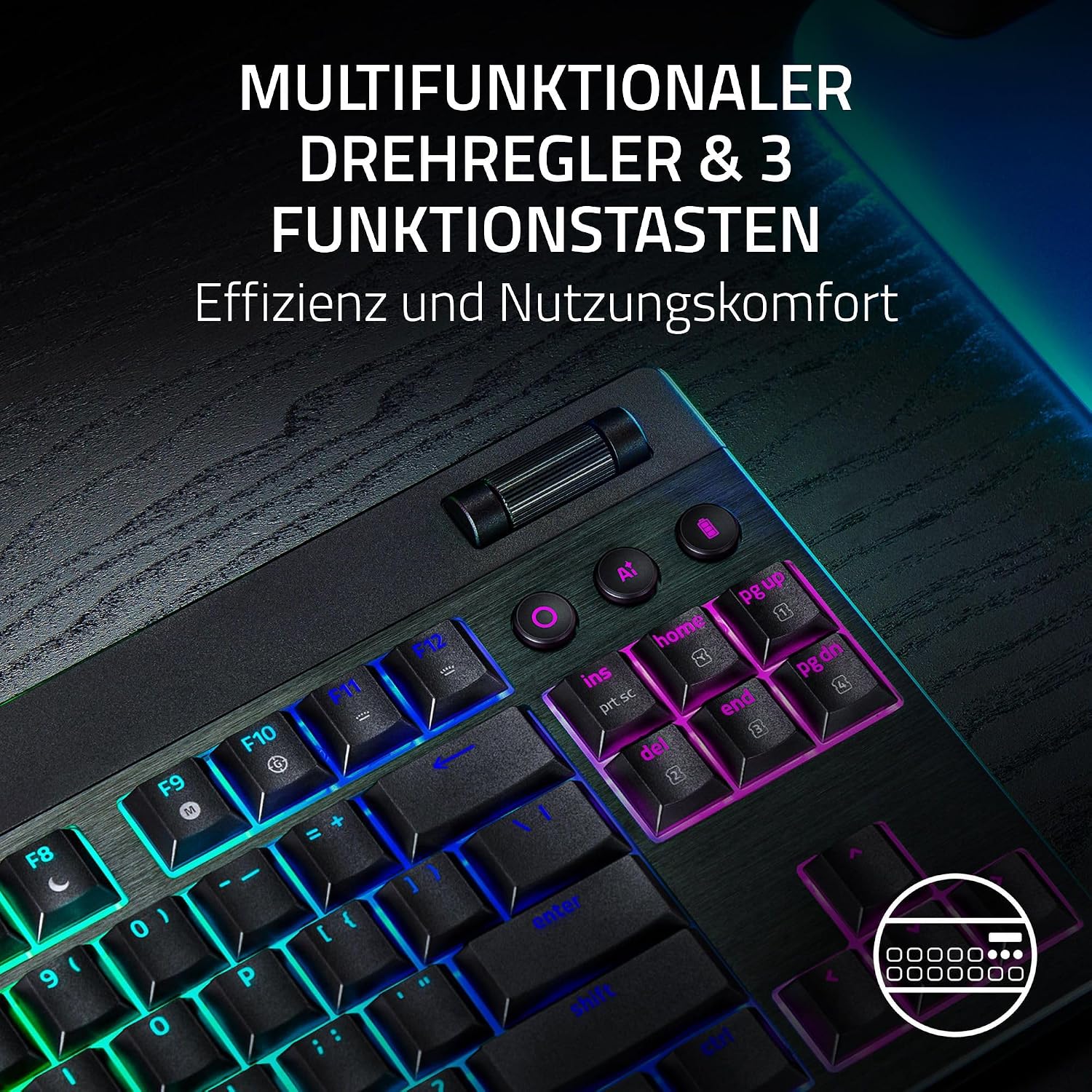 Razer BlackWidow V4 Tenkeyless HyperSpeed Low Profile - Wireless Hot-Swap Gaming Keyboard (HyperSpeed Wireless & BT, Hot-Swap, Multifunctional Rotary & Function Keys) Orange Switch | DE Layout – Bild 4