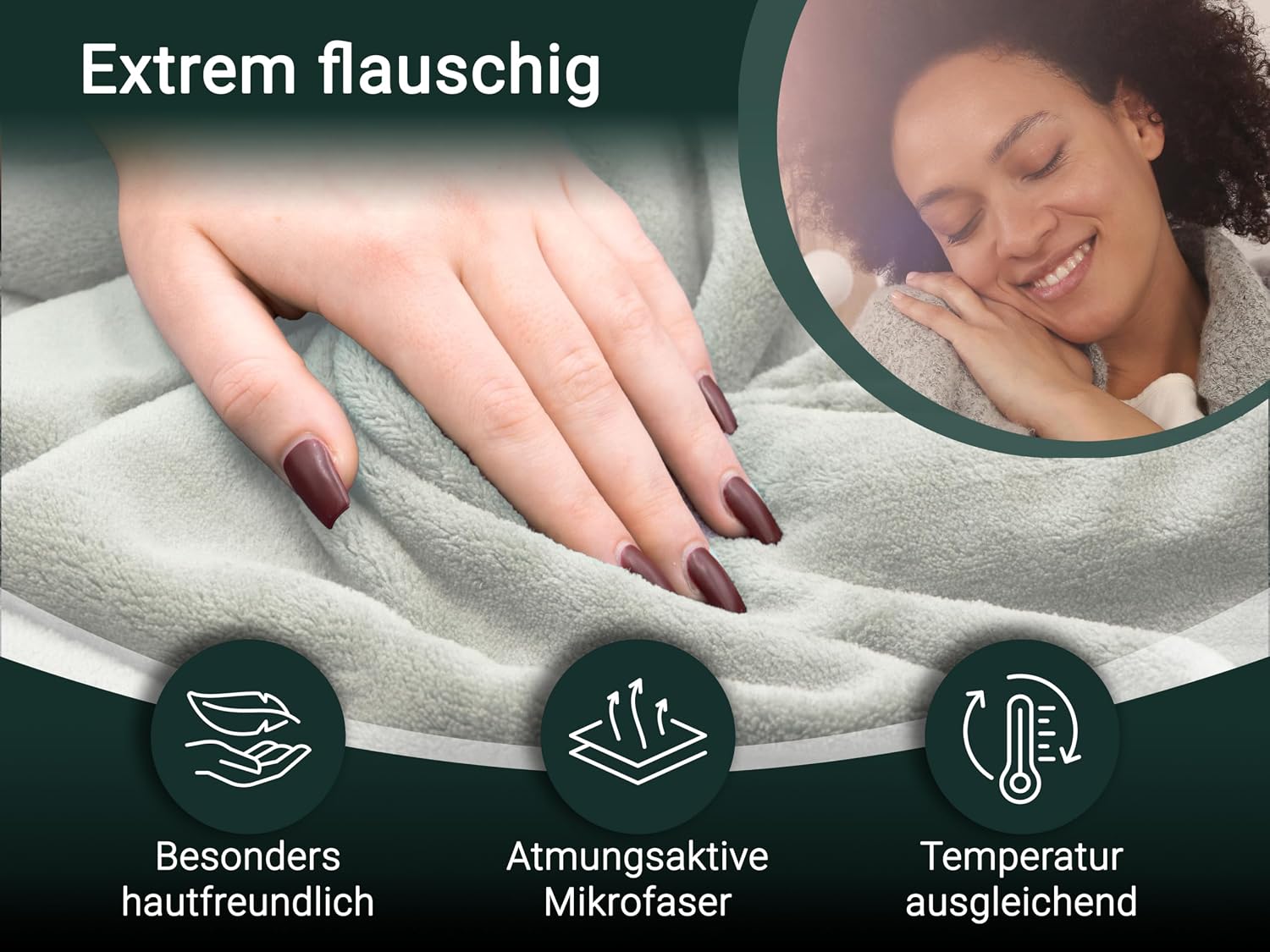 Zollner Fluffy Cuddle Blanket 150 x 200 cm – Super Cuddly and Warm Sofa Blanket – Washable at up to 95°C – Breathable Microfibre in Light Grey – Hotel Linen Quality – Oeko Tex® Certified – Bild 2