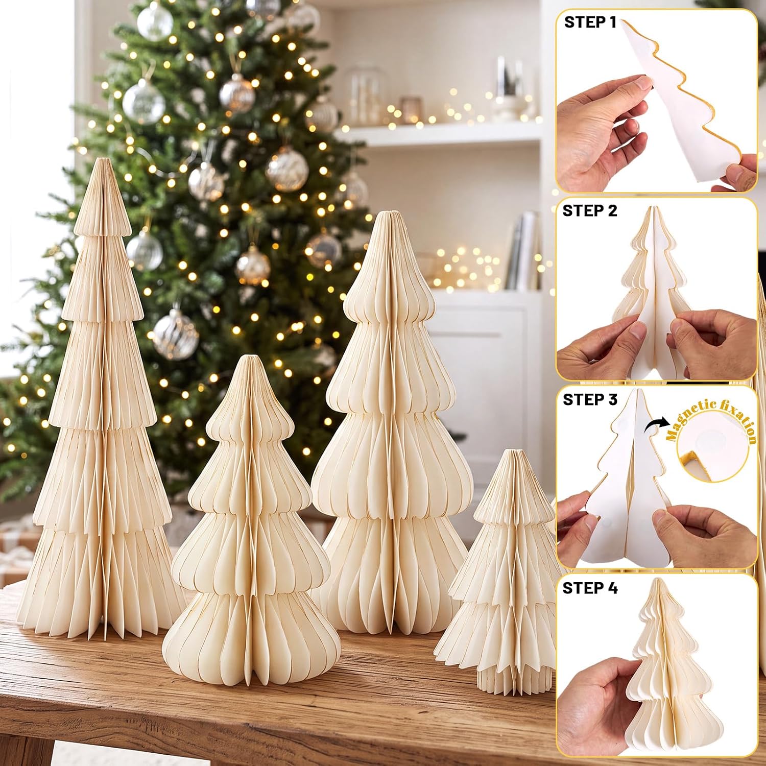 SUNBEAUTY Christmas Decoration White Paper Christmas Tree Christmas – Bild 4