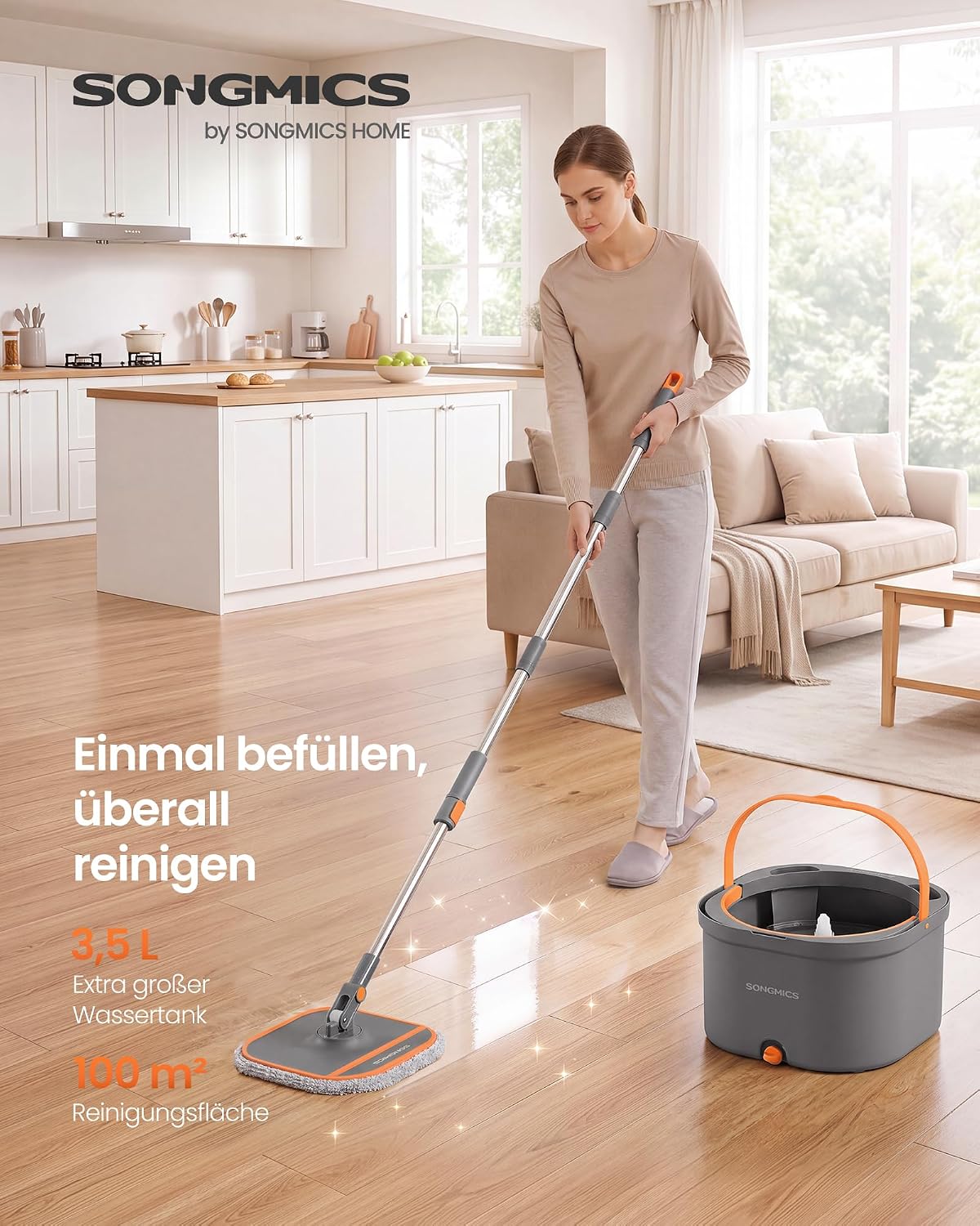 SONGMICS Mop with Bucket, Dirty Water Separation, 3.5 L – Bild 2