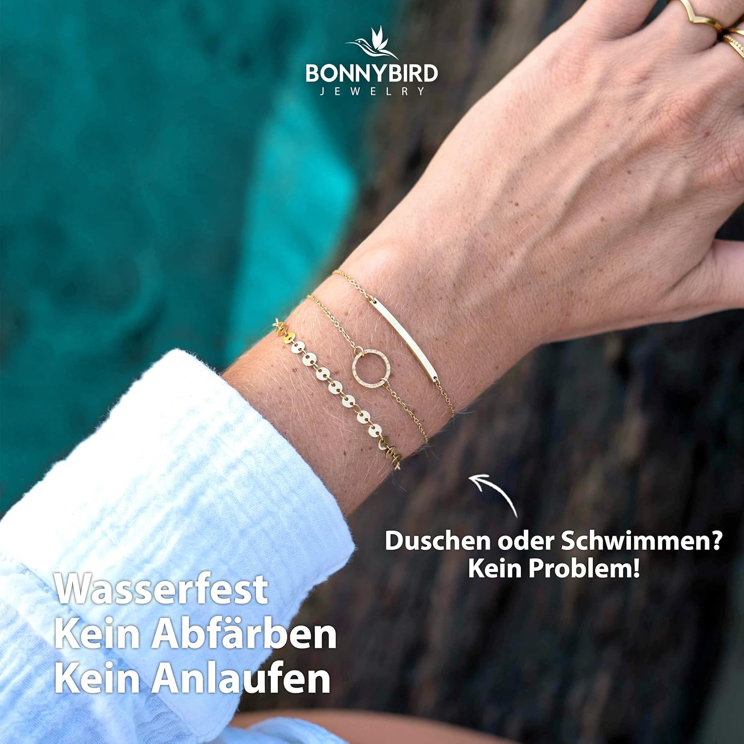 BONNYBIRD® BonnyMilano Premium Stainless Steel Bracelet Set for Women in Silver, Gold & Rose Gold, 100% Waterproof and Skin-friendly – Bild 3