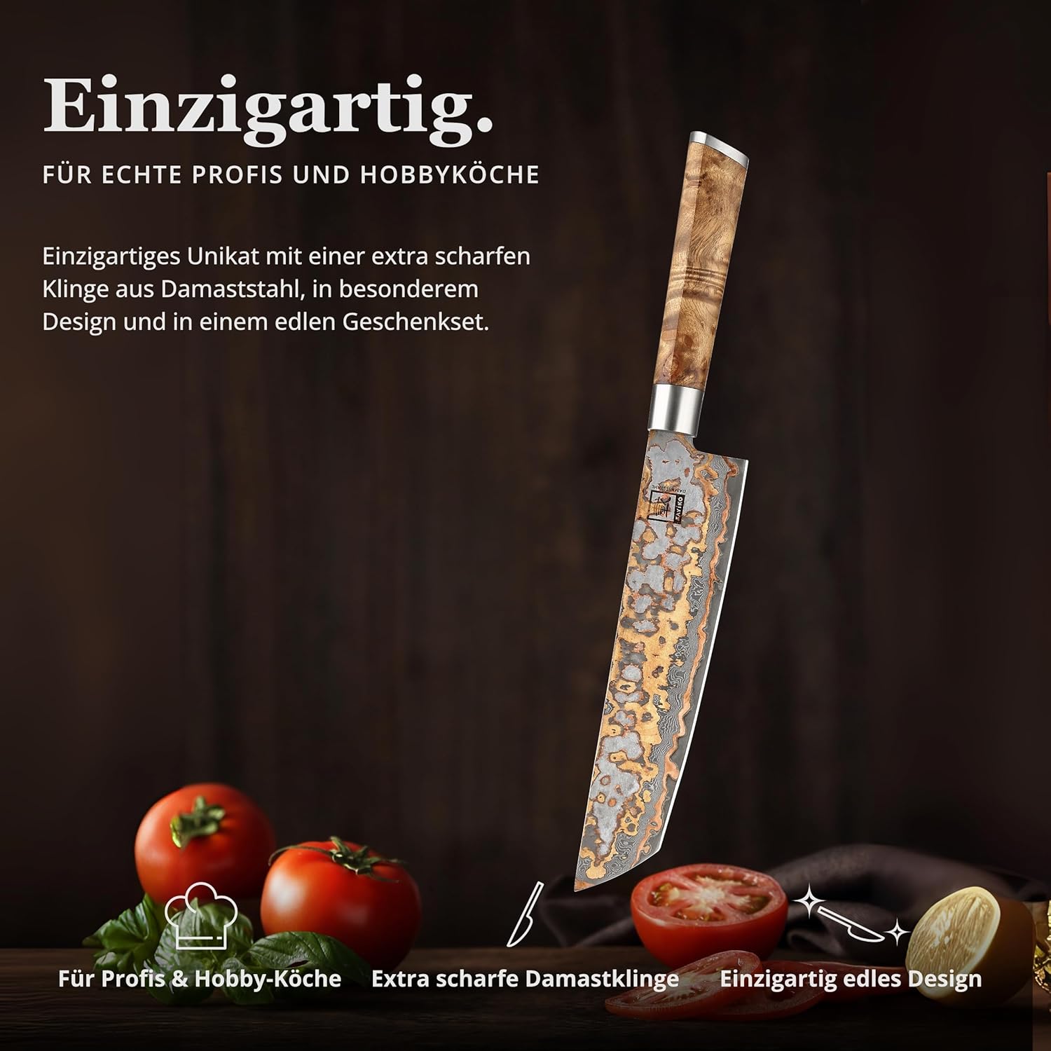 zayiko MysticMagma Tanto Chef's Knife 20.5 cm Blade Made of 67 Layers – Bild 2