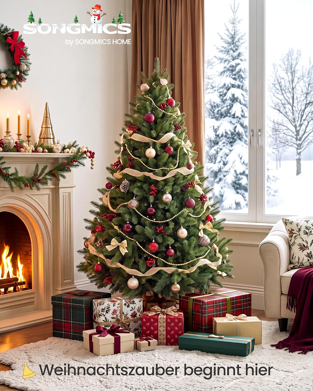 SONGMICS Artificial Christmas Tree 180 cm with Lighting – Bild 2