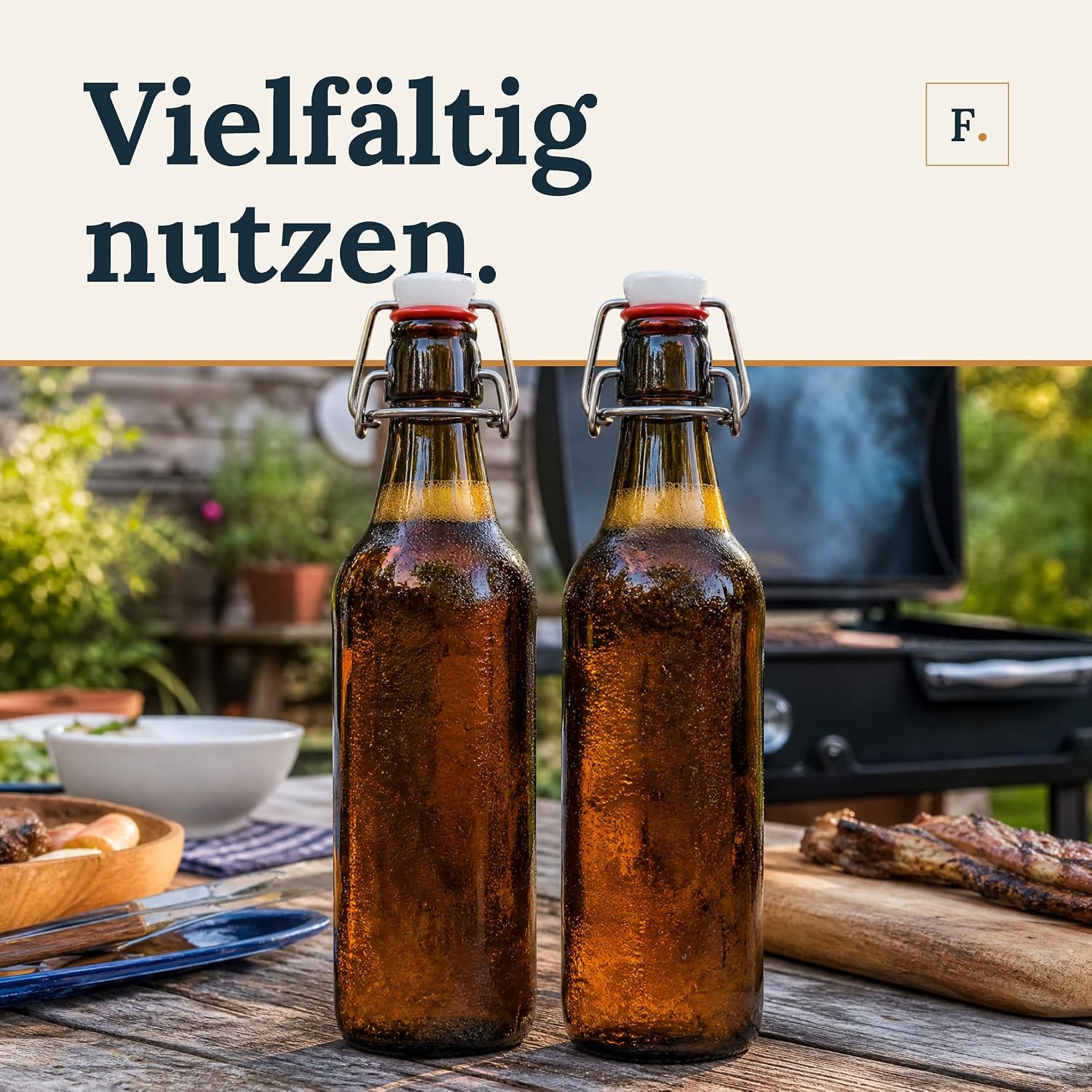 Flaschenbauer – 12 x Beer Bottles 500 ml Brown with Swing Top – Glass Bottle Set for Brewing Beer, Schnaps, Juice & Preserving, Robust Glass Bottles – Bild 4