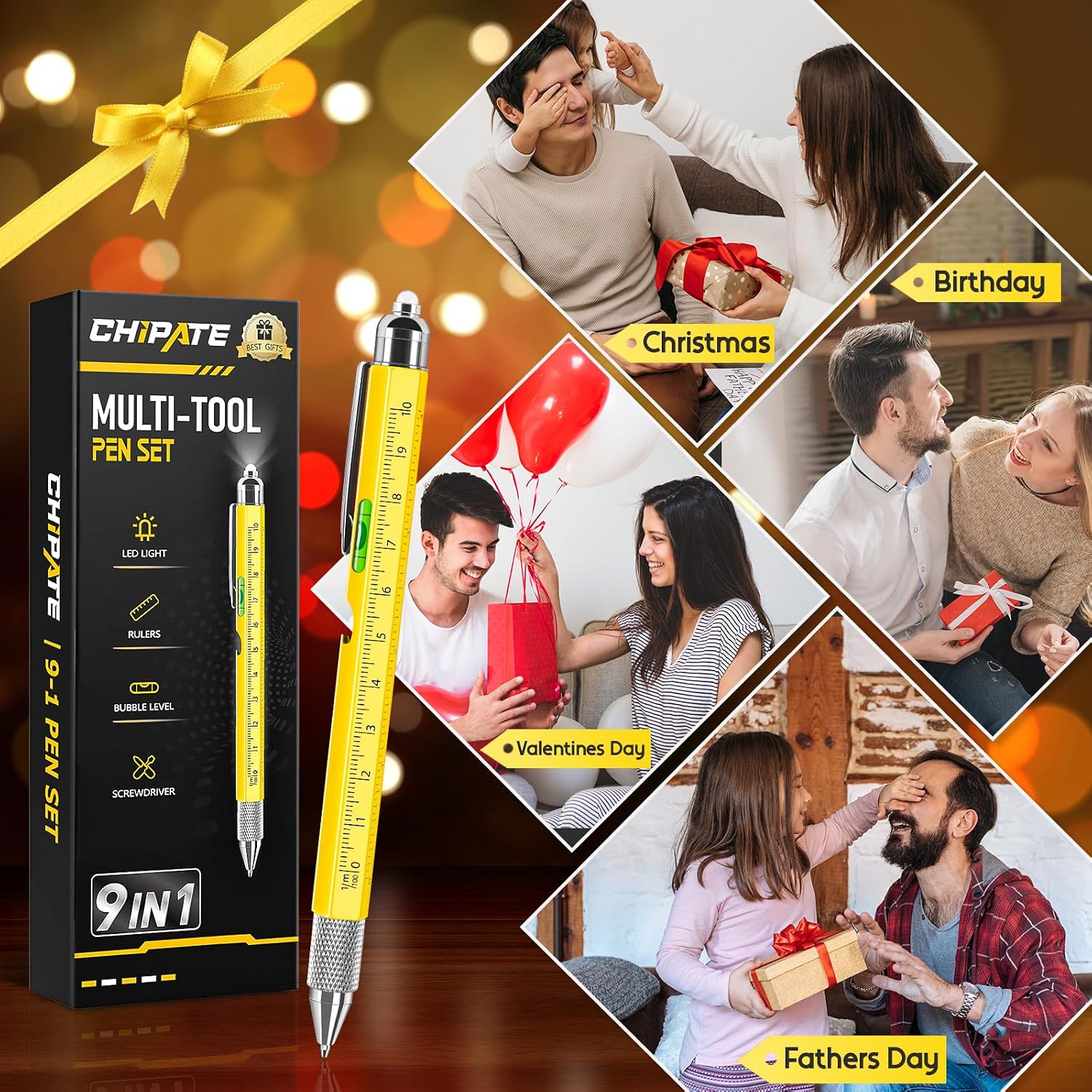 Chipate Gifts for Men, 9-in-1 Multifunctional Ballpoint Pen, Advent Calendar Filling, Men's Gifts, Birthday Gift, Christmas Gifts, Father's Day Gift, Gadgets for Men – Bild 2