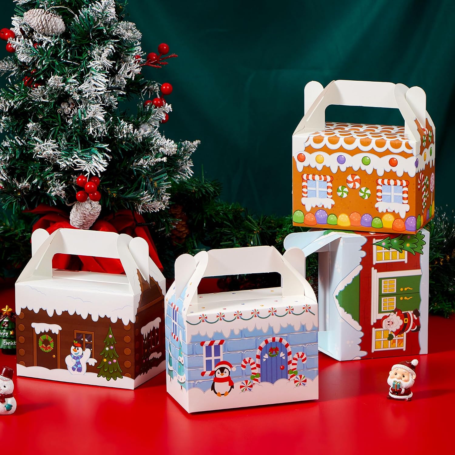 JOYIN Pack of 24 3D Christmas Gift Boxes, Gift Box Sweets, Cakes, Chocolate, Cookies, Biscuits Cardboard for Christmas, Gift Wrapping (Christmas House) – Bild 8
