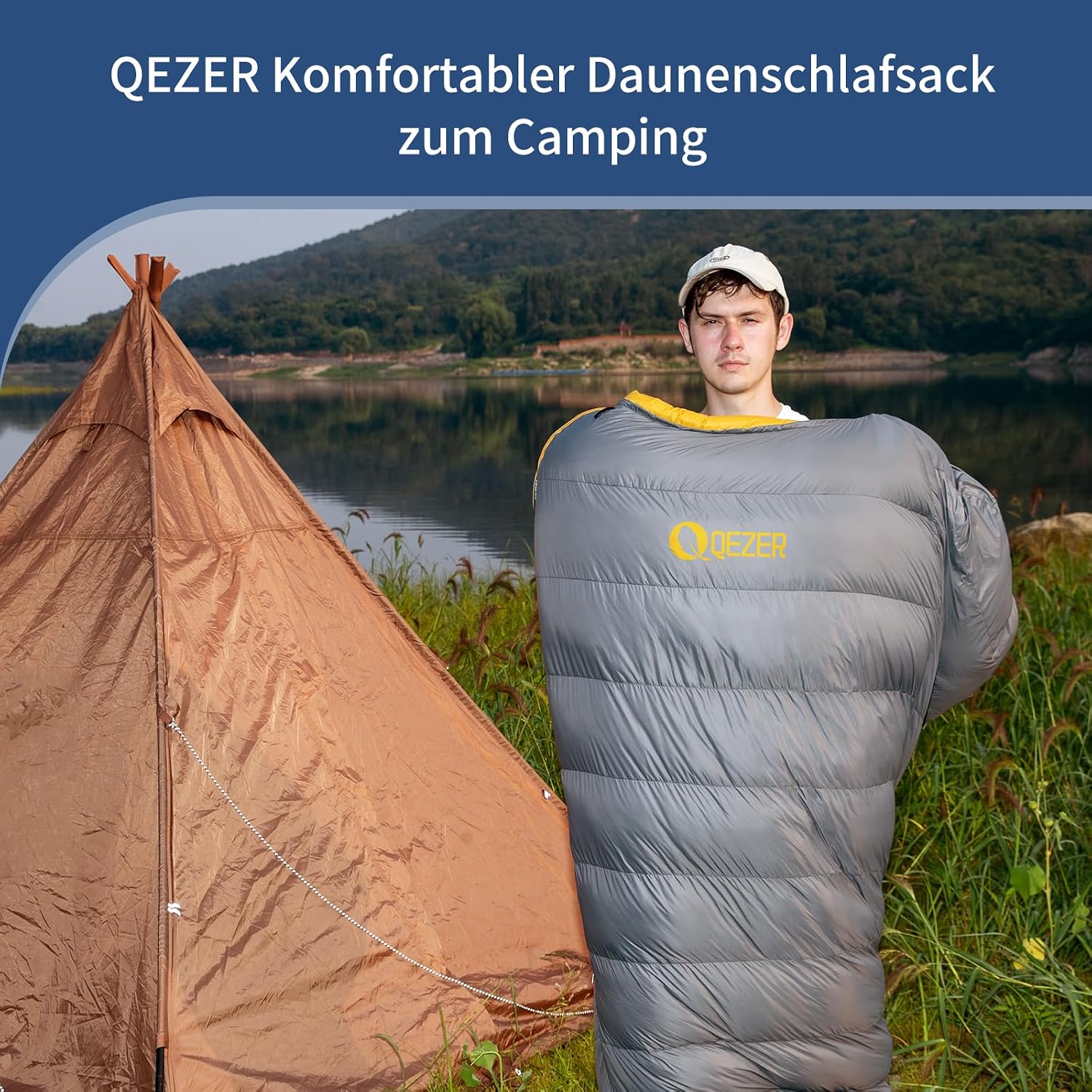 Down sleeping bag has a graphene lining and a 620FP filling power of duck down, 4-season sleeping bag, ultra-light, suitable for hiking, camping and mountaineering – Bild 7