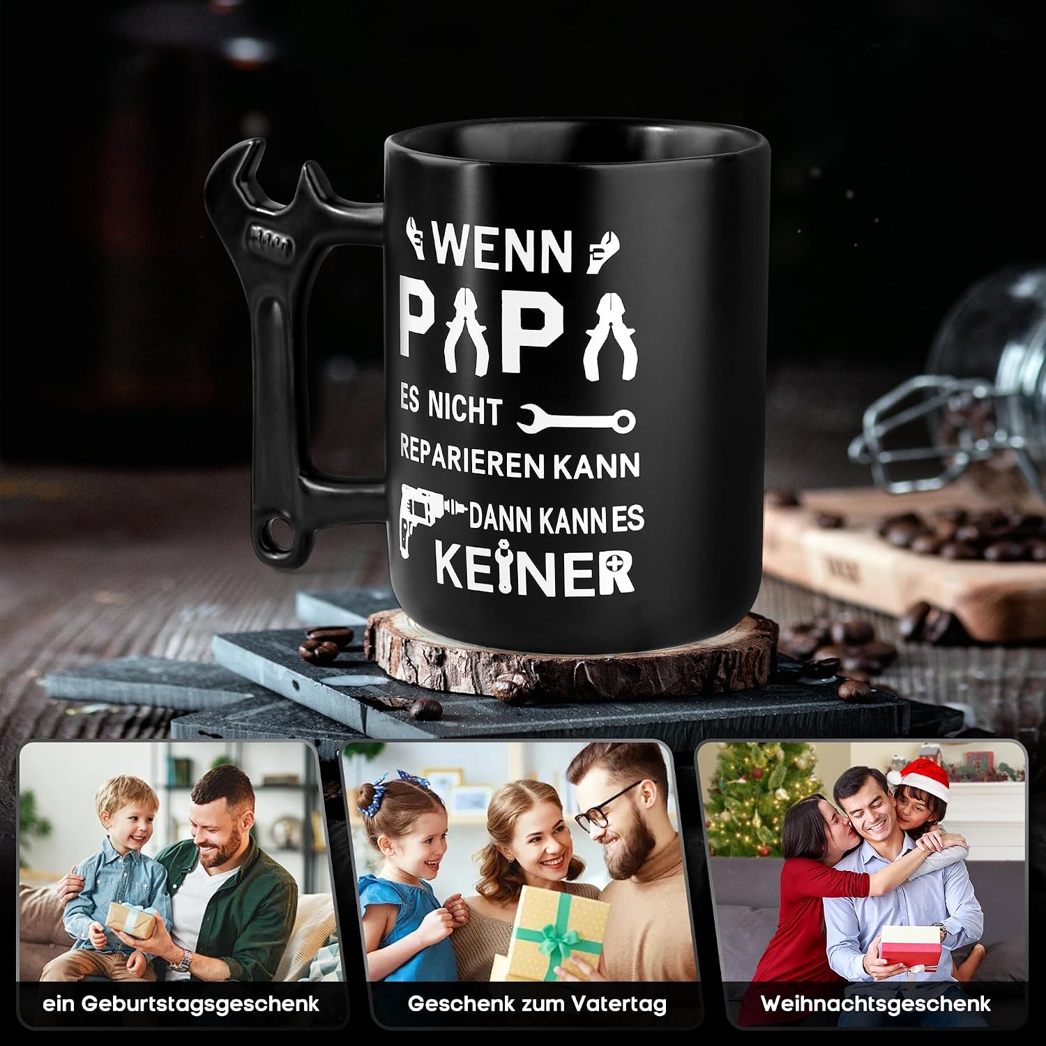 Christmas Gifts Dad Gifts Coffee Mug with Wrench Handle, Christmas Gifts for Dad, Gift for Men Birthday, Father's Day, Father's Day Gift, (Double-Sided Text) 350 ml Mug – Bild 7
