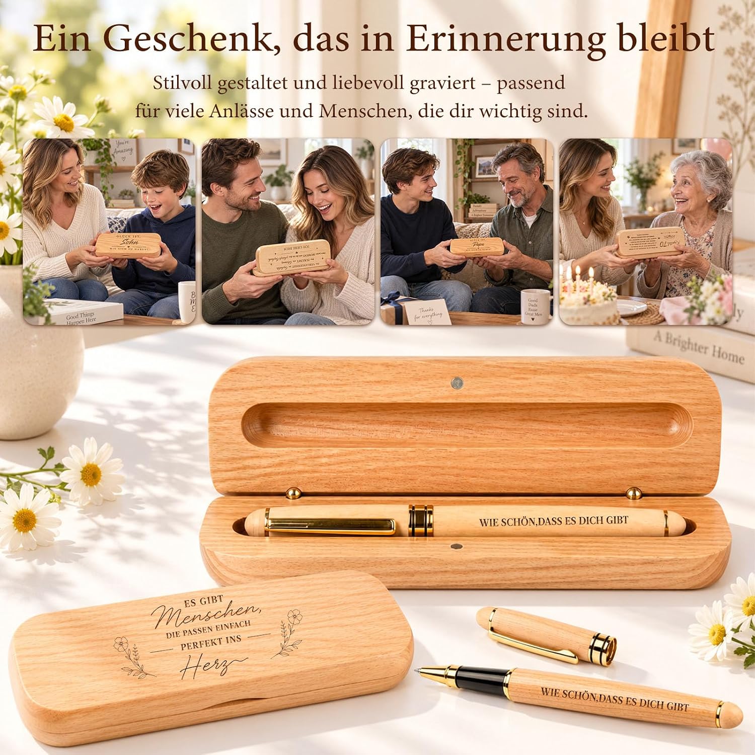 Giftota Geschenke für Männer Frauen - Tintenroller Holz mit Geschenkbox - Geburtstagsgeschenk für Sie Ihn - Dankeschön Geschenk für Beste Freundin - Geschenkideen für Familie Mama Oma Freund Kollegen – Bild 7