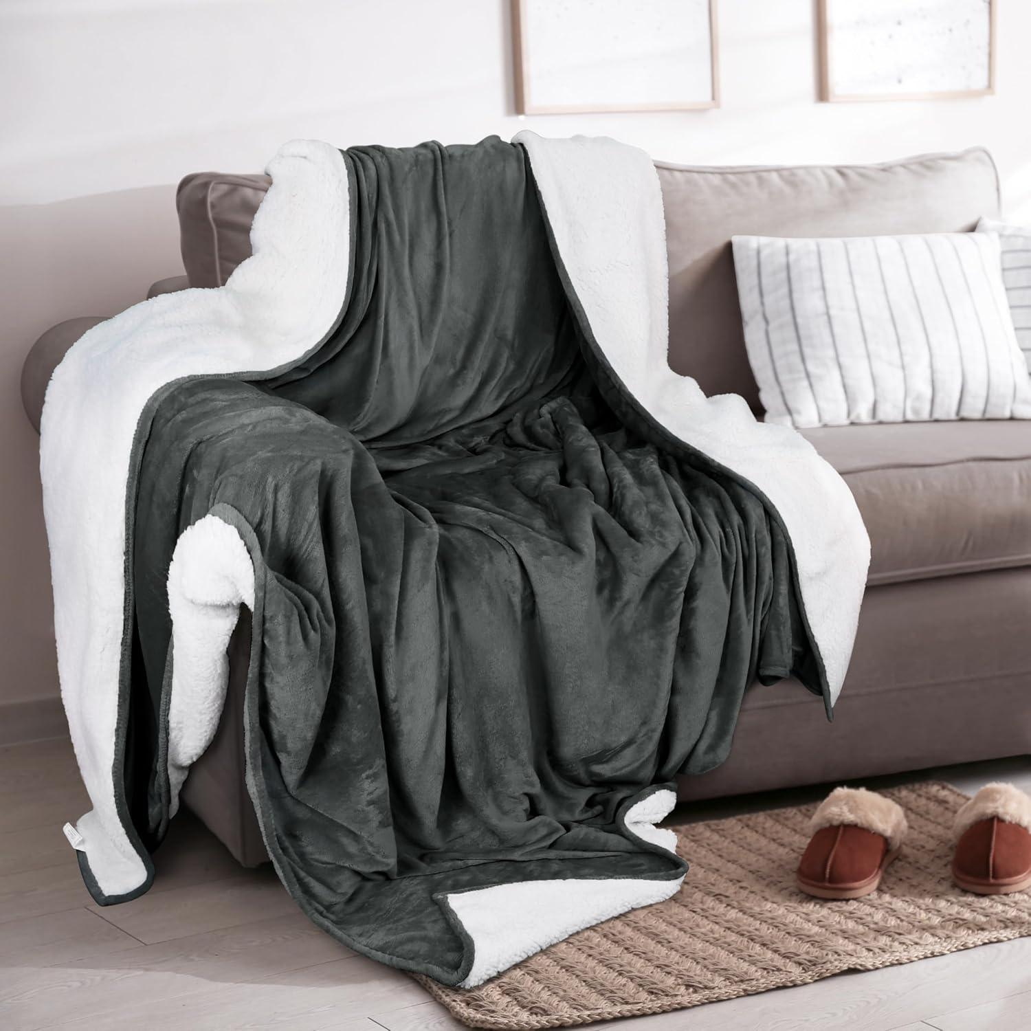 Utopia Bedding Sherpa Fleece Reversible Blanket – Bild 4