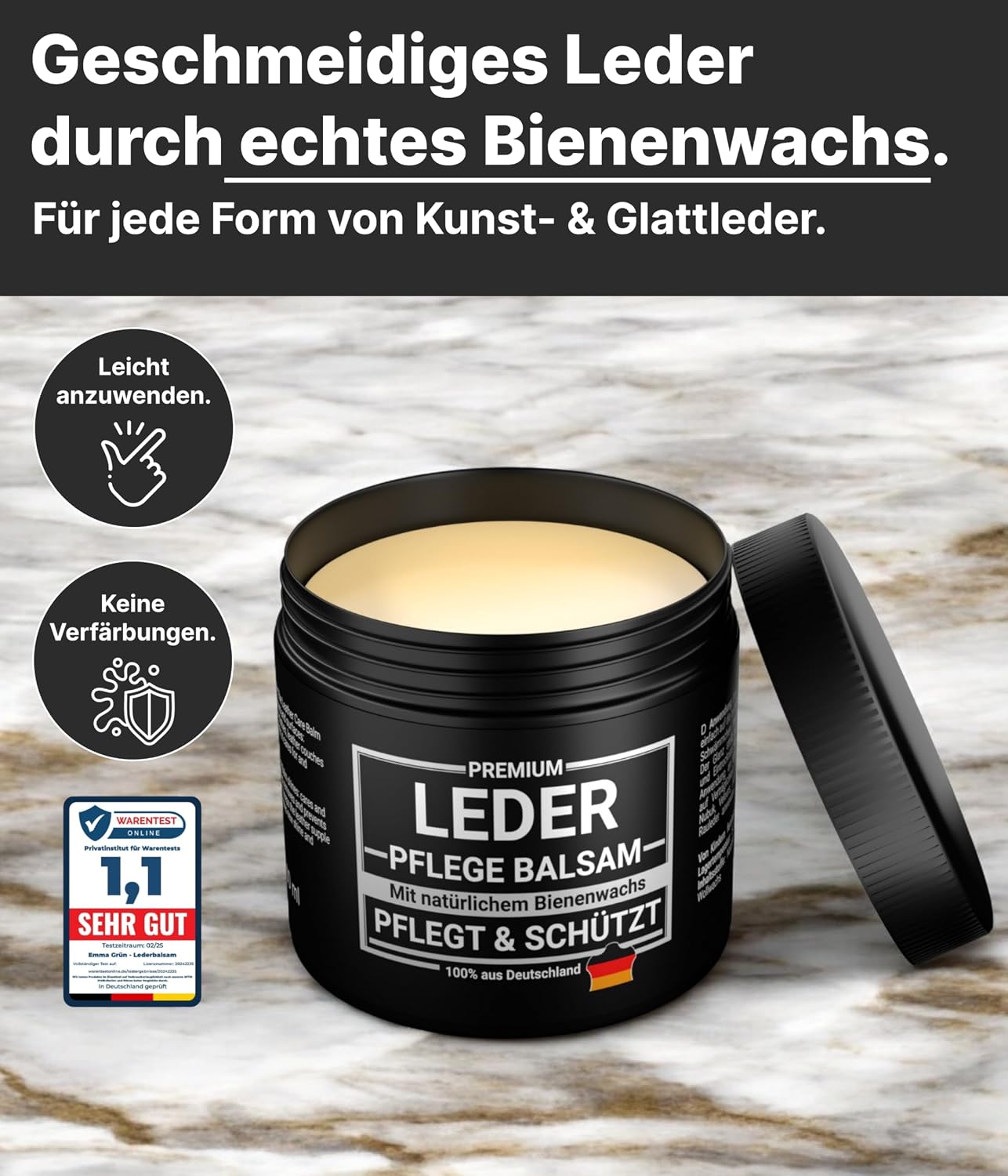 Emma Grün® Leather Balm Colourless 500 ml for Shoes, Jackets & Saddle – Bild 2