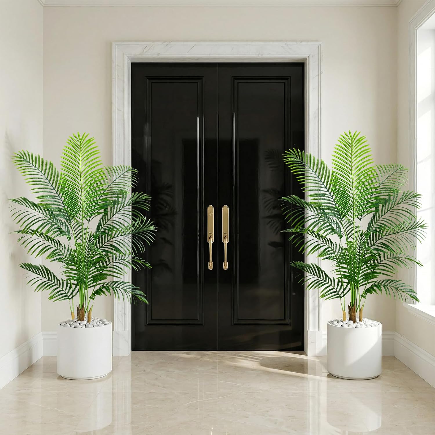 Artificial Plants 120 cm Artificial Palm Tree Large in Black Pot – Bild 10