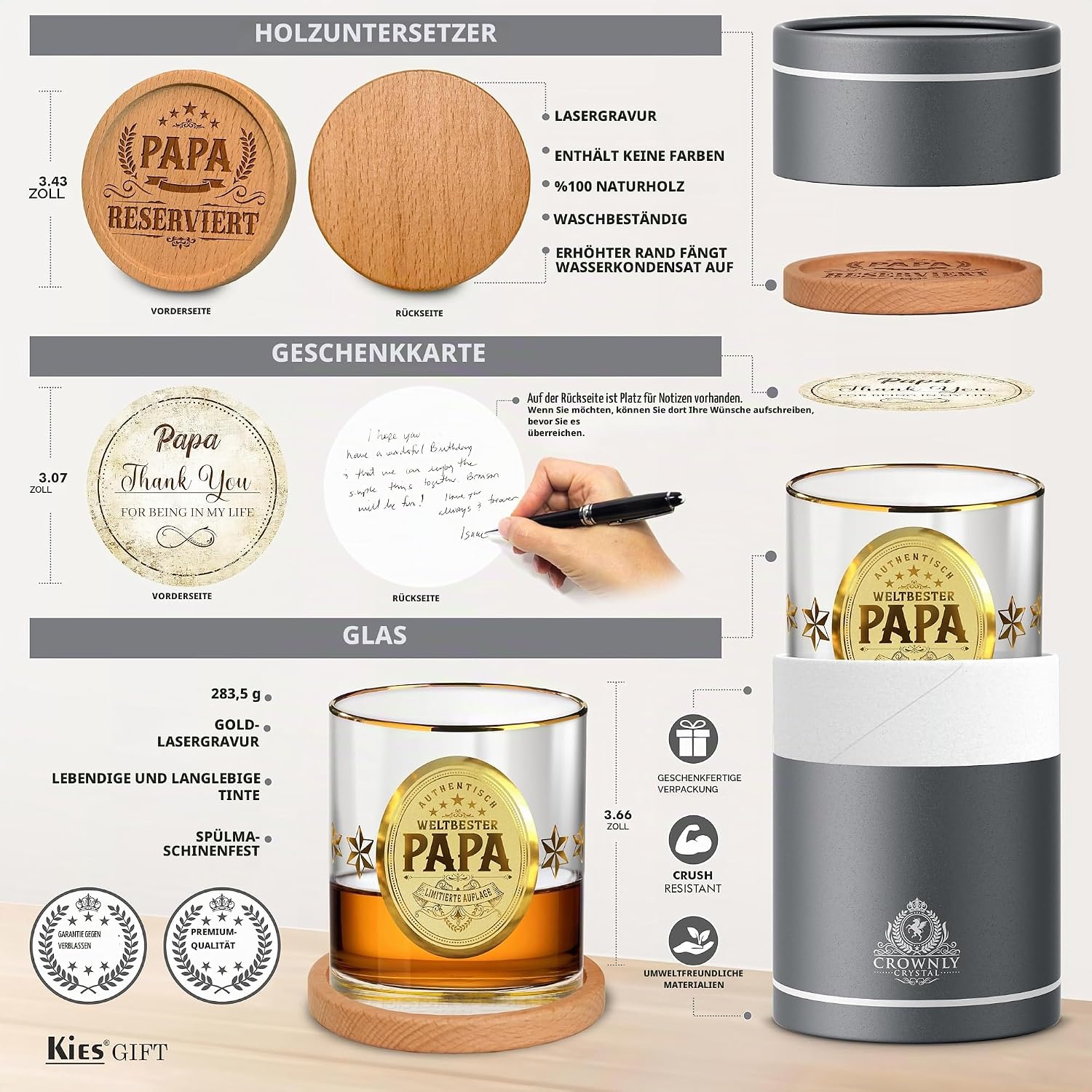 Kies CROWNLY CRYSTAL® Gifts for Men Personalised Christmas Gifts Whisky Glasses Father Christmas Birthday – Bild 3
