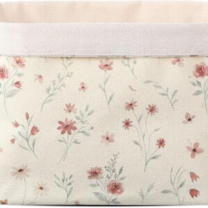Xuniea Fabric Bread Basket Gift Basket Bread Bag with Rose Garden Pattern
