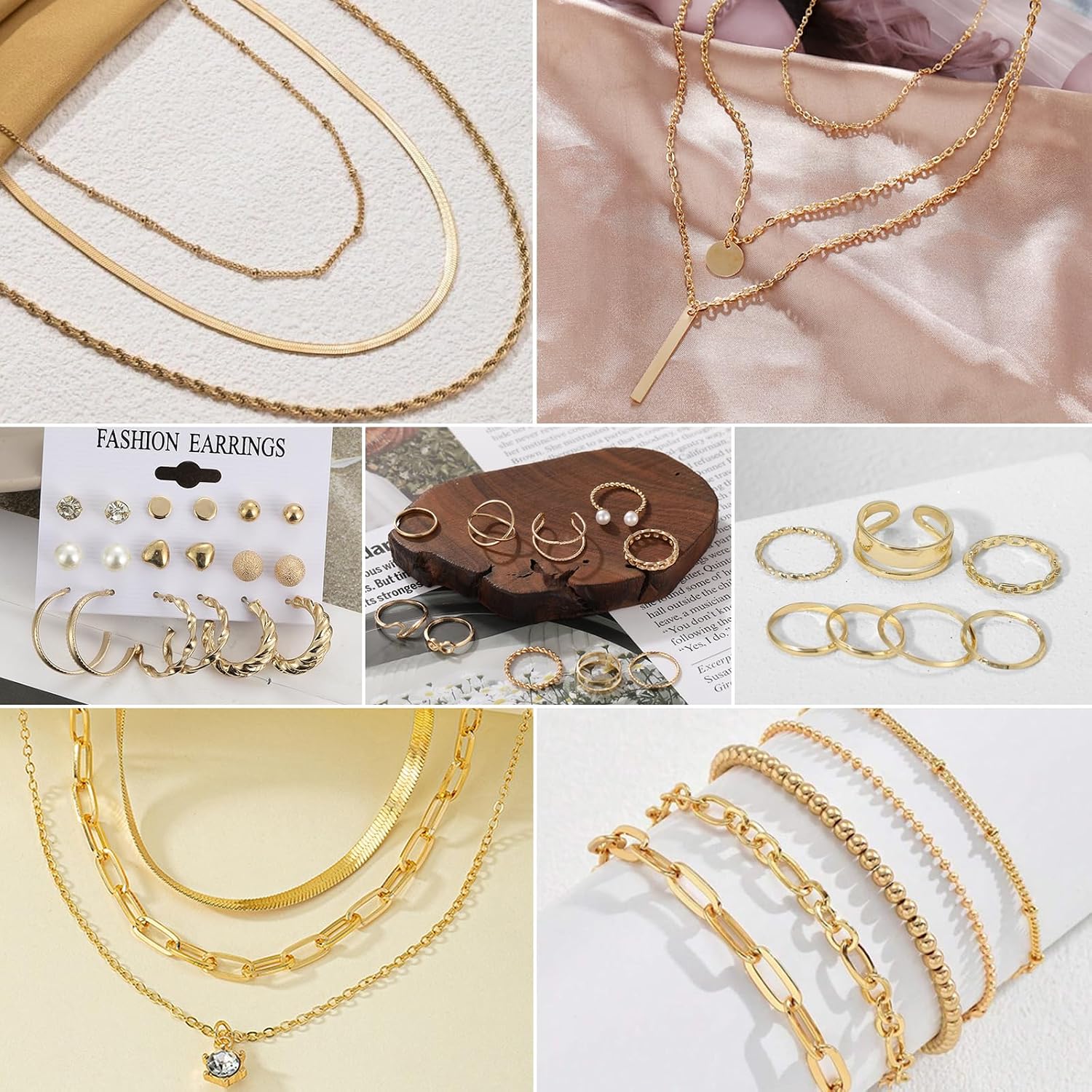 JSTHHTT 40 Pieces Jewellery Sets for Women, Gold Jewellery and Silver Jewellery: Fashion Jewellery Set, Jewellery Sets, Gold Jewellery Sets for Women, Trendy Chunky Gold, Women's Jewellery Sets – Bild 6