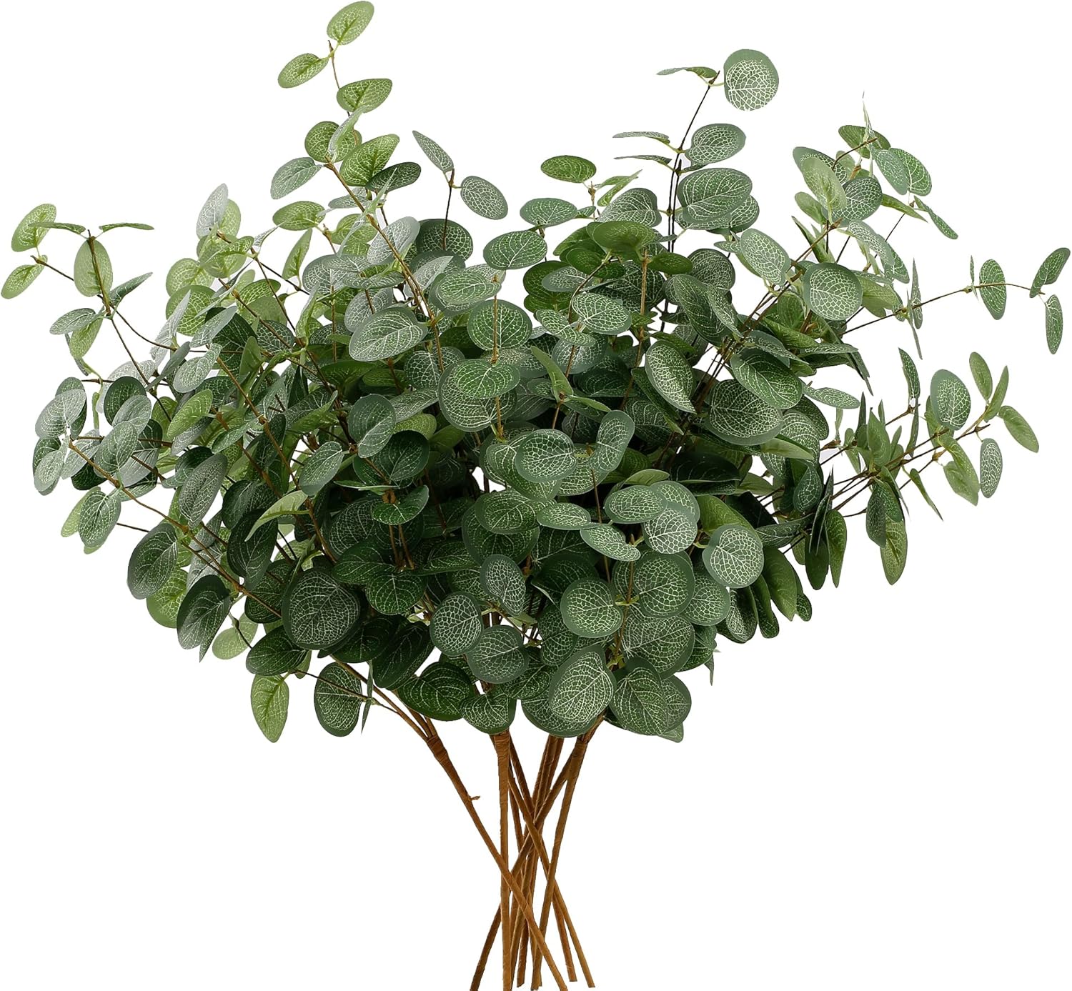 HNVNER 6 Bundles Artificial Eucalyptus Branches and Leaves - Realistic Green Plant for Wedding, Home Party, Decoration, Table Decoration, Flower Arrangement
