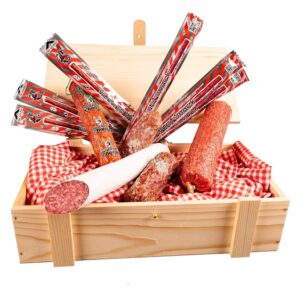Wurstbaron Salami Sausage Gift Box Made of Wood with Salami Specialities