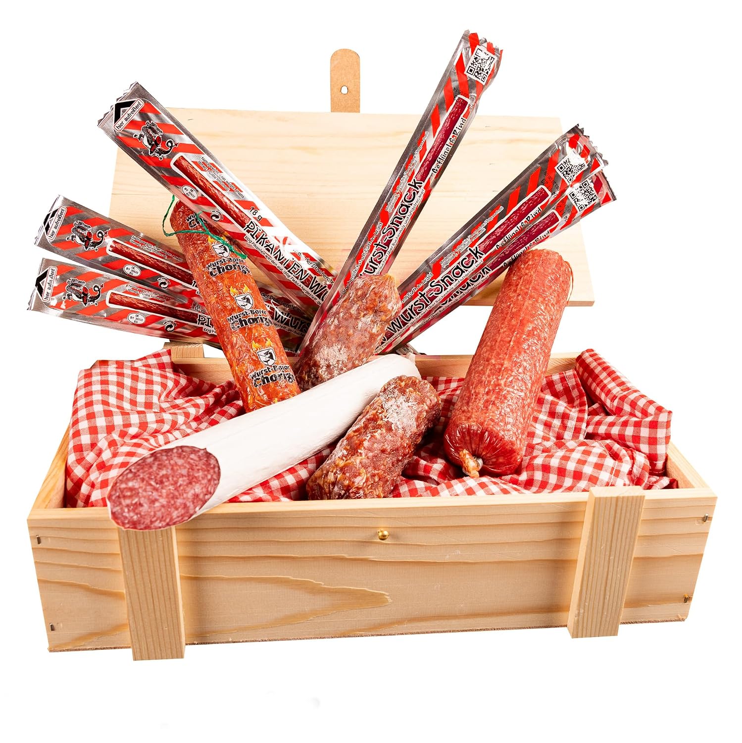 Wurstbaron Salami Sausage Gift Box Made of Wood with Salami Specialities