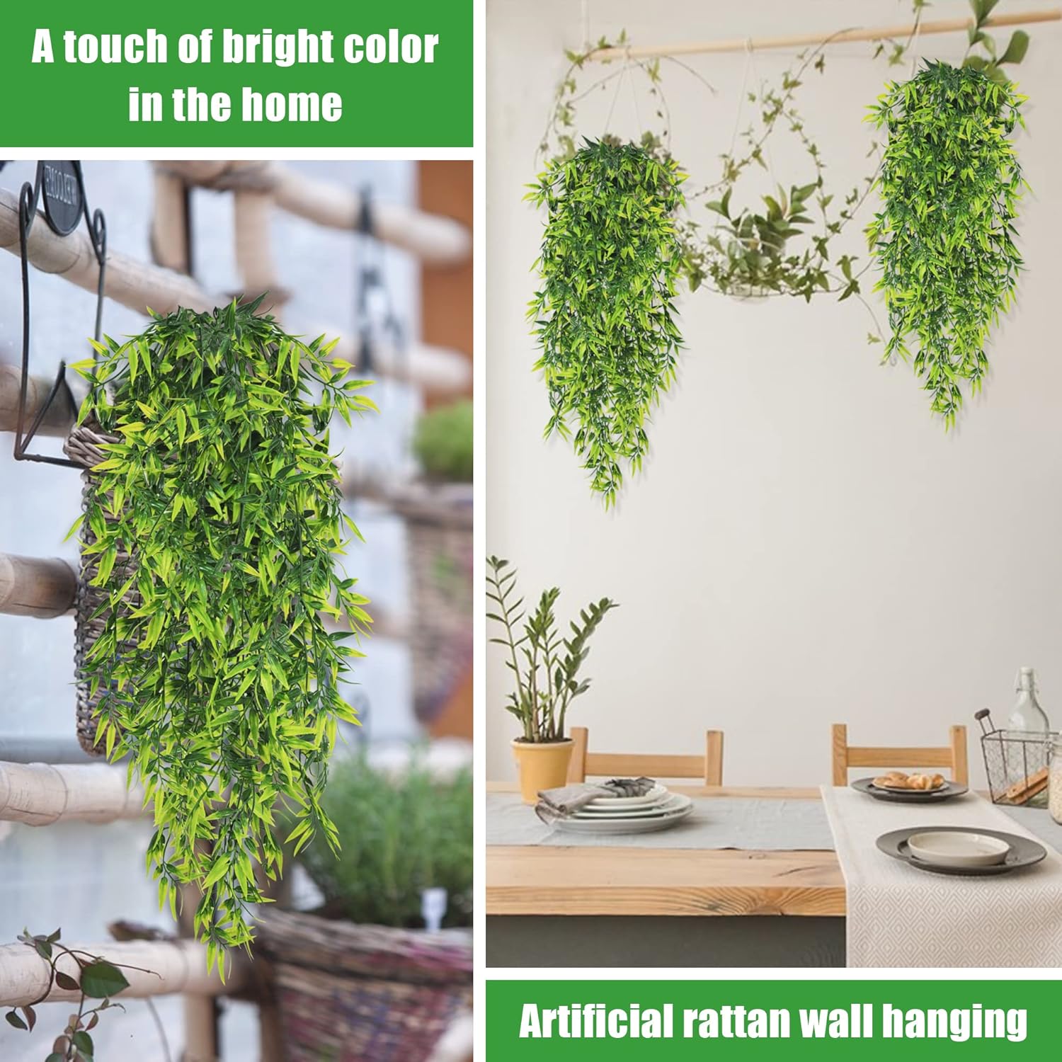 YMIFEEY Set of 4 Hanging Plants Artificial Bamboo Leaves 80 cm Indoor – Bild 5