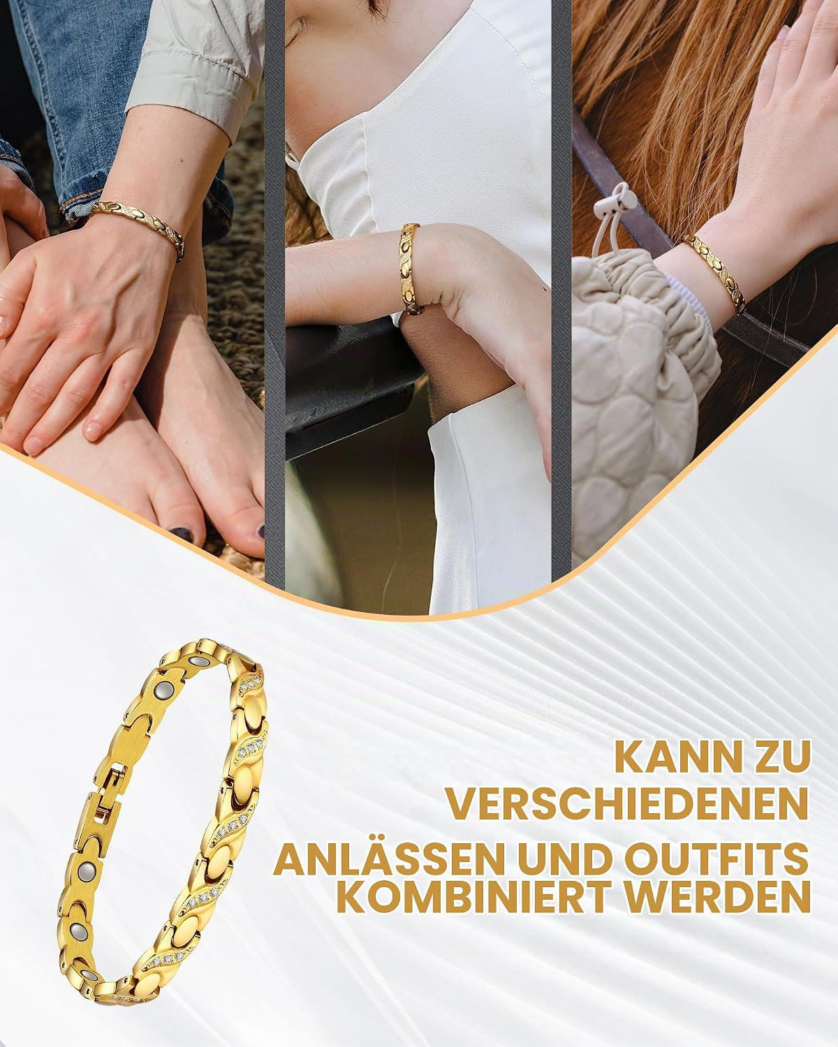 Jeracol Titanium Steel Magnetic Bracelets for Women, Magnetic Brazaletes with 3500 Gauss Magnets, Adjustable Magnetic Wrist Strap with Removal Tool and Jewellery Gift Box – Bild 4